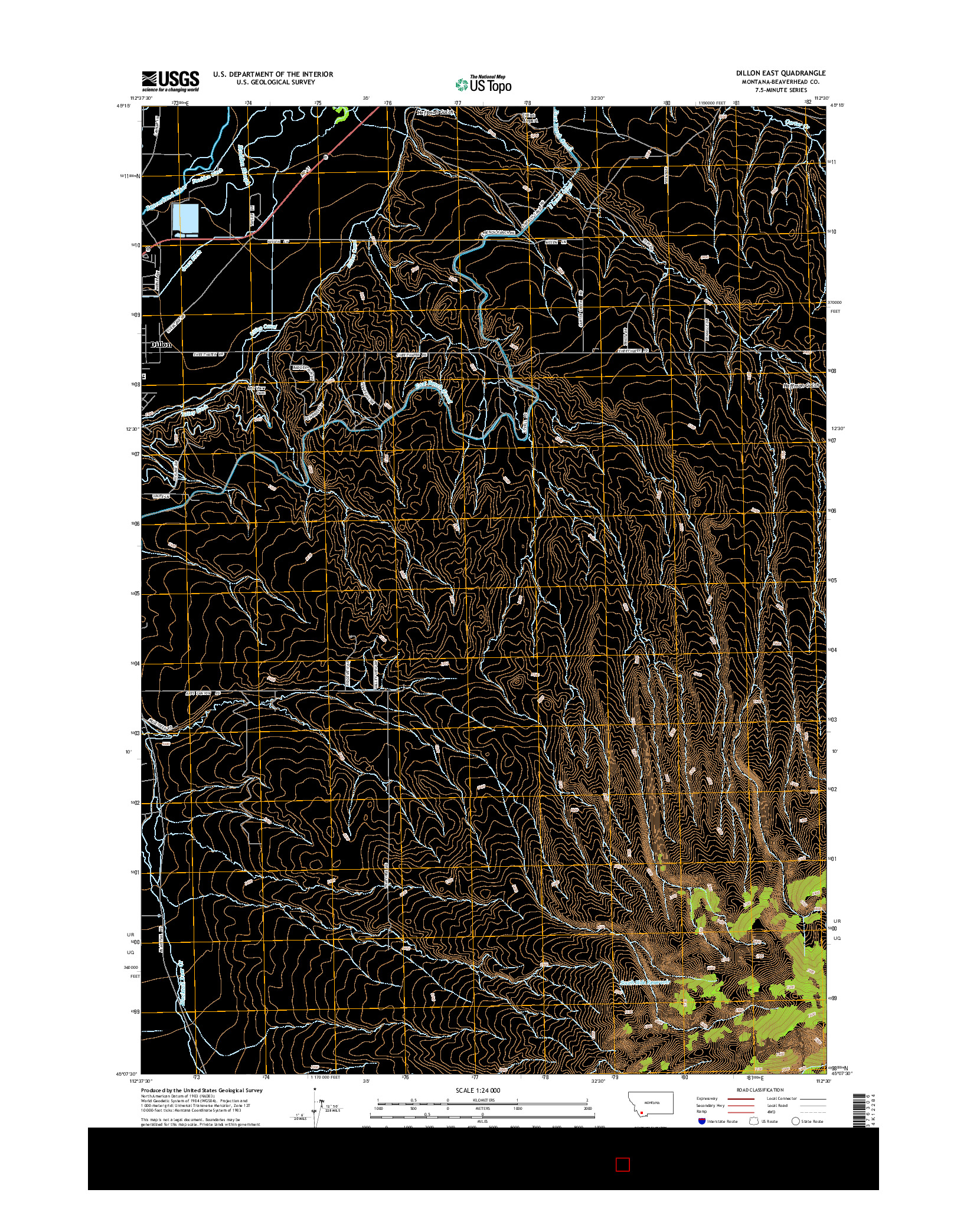 USGS US TOPO 7.5-MINUTE MAP FOR DILLON EAST, MT 2014