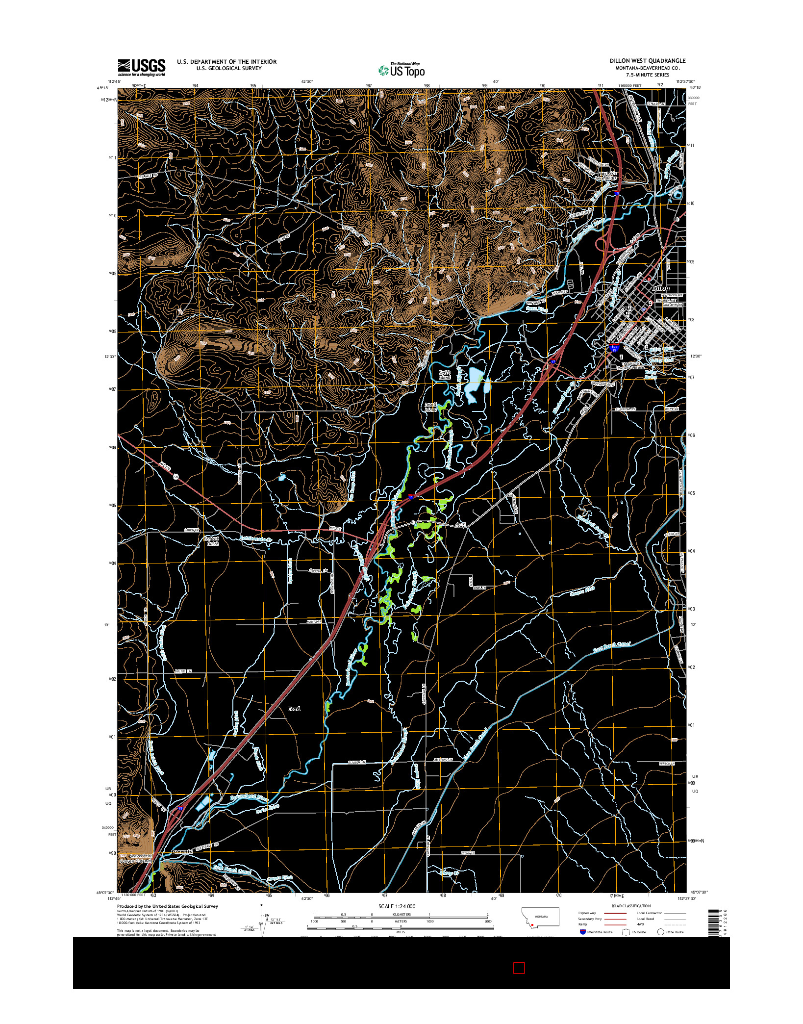 USGS US TOPO 7.5-MINUTE MAP FOR DILLON WEST, MT 2014