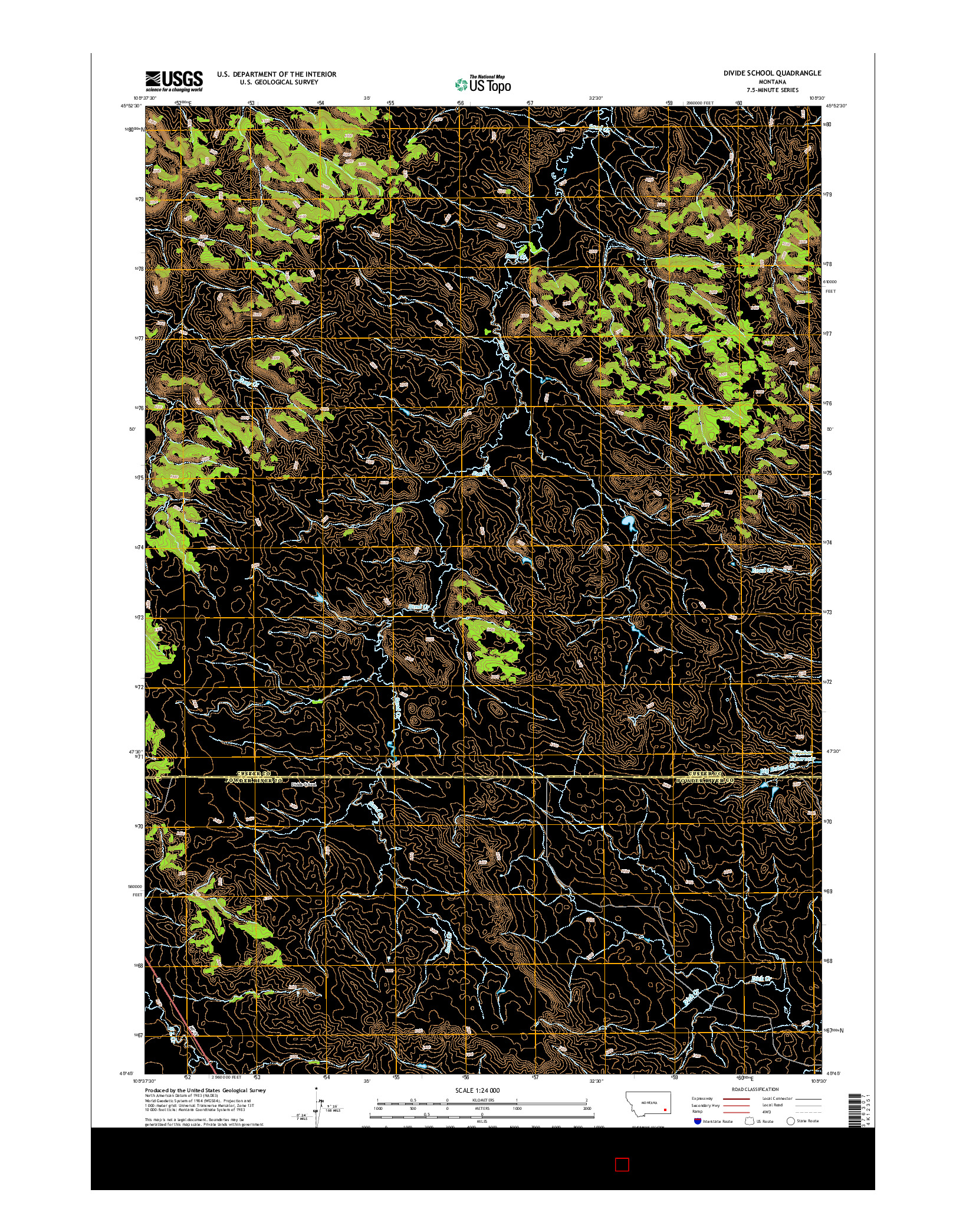 USGS US TOPO 7.5-MINUTE MAP FOR DIVIDE SCHOOL, MT 2014