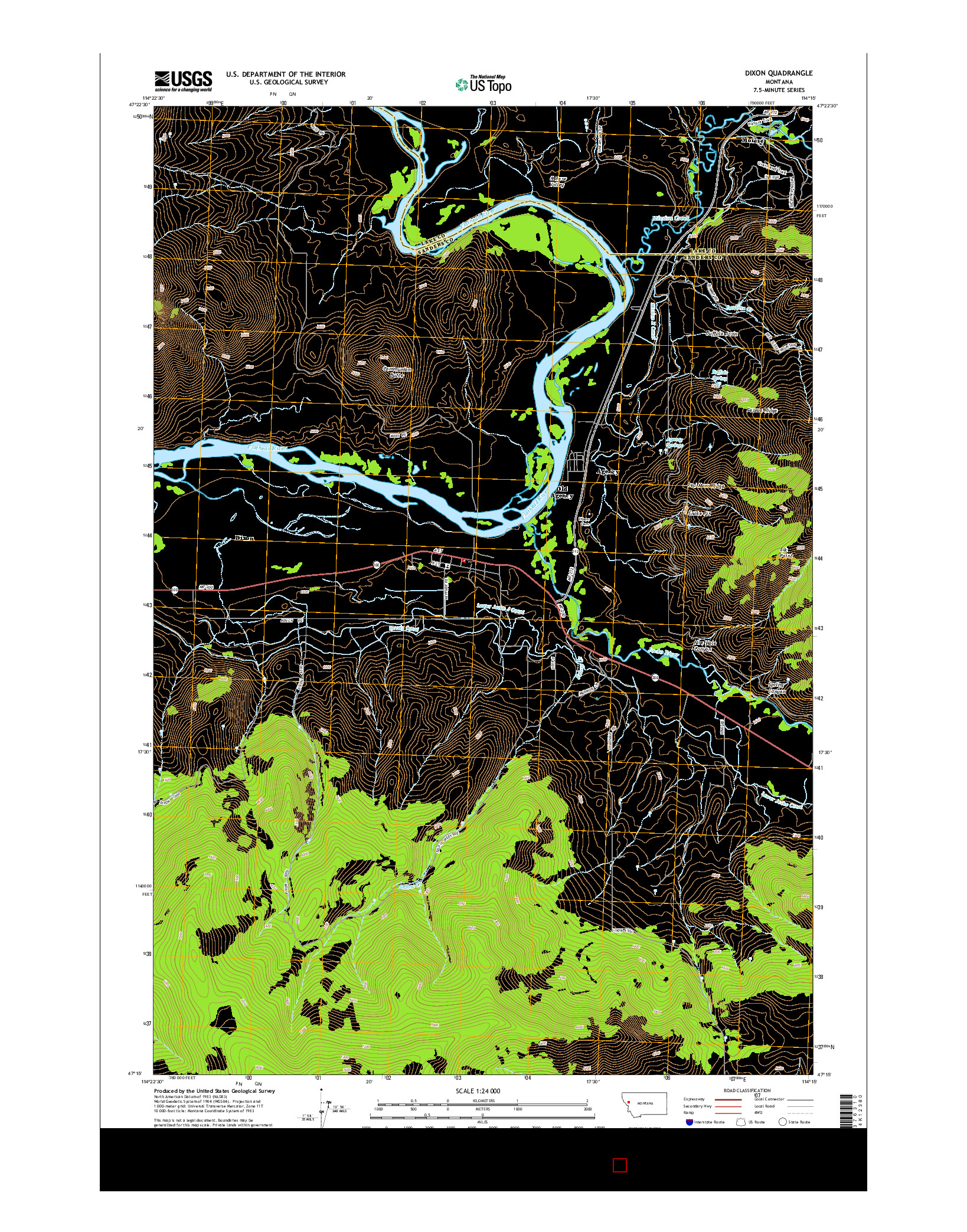 USGS US TOPO 7.5-MINUTE MAP FOR DIXON, MT 2014