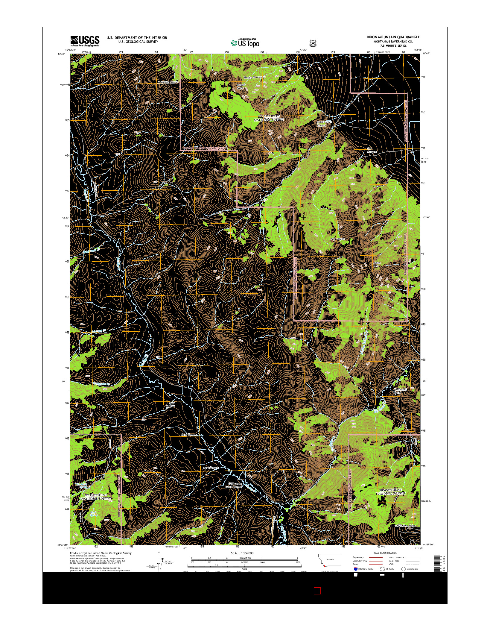 USGS US TOPO 7.5-MINUTE MAP FOR DIXON MOUNTAIN, MT 2014