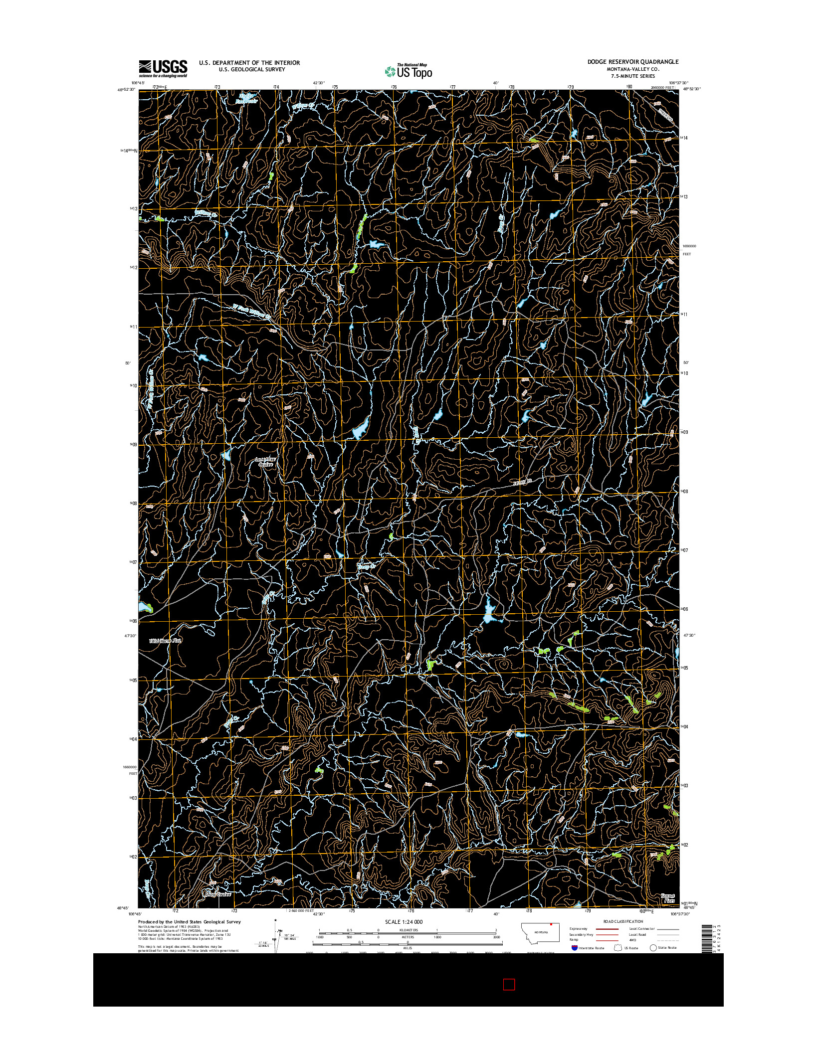 USGS US TOPO 7.5-MINUTE MAP FOR DODGE RESERVOIR, MT 2014