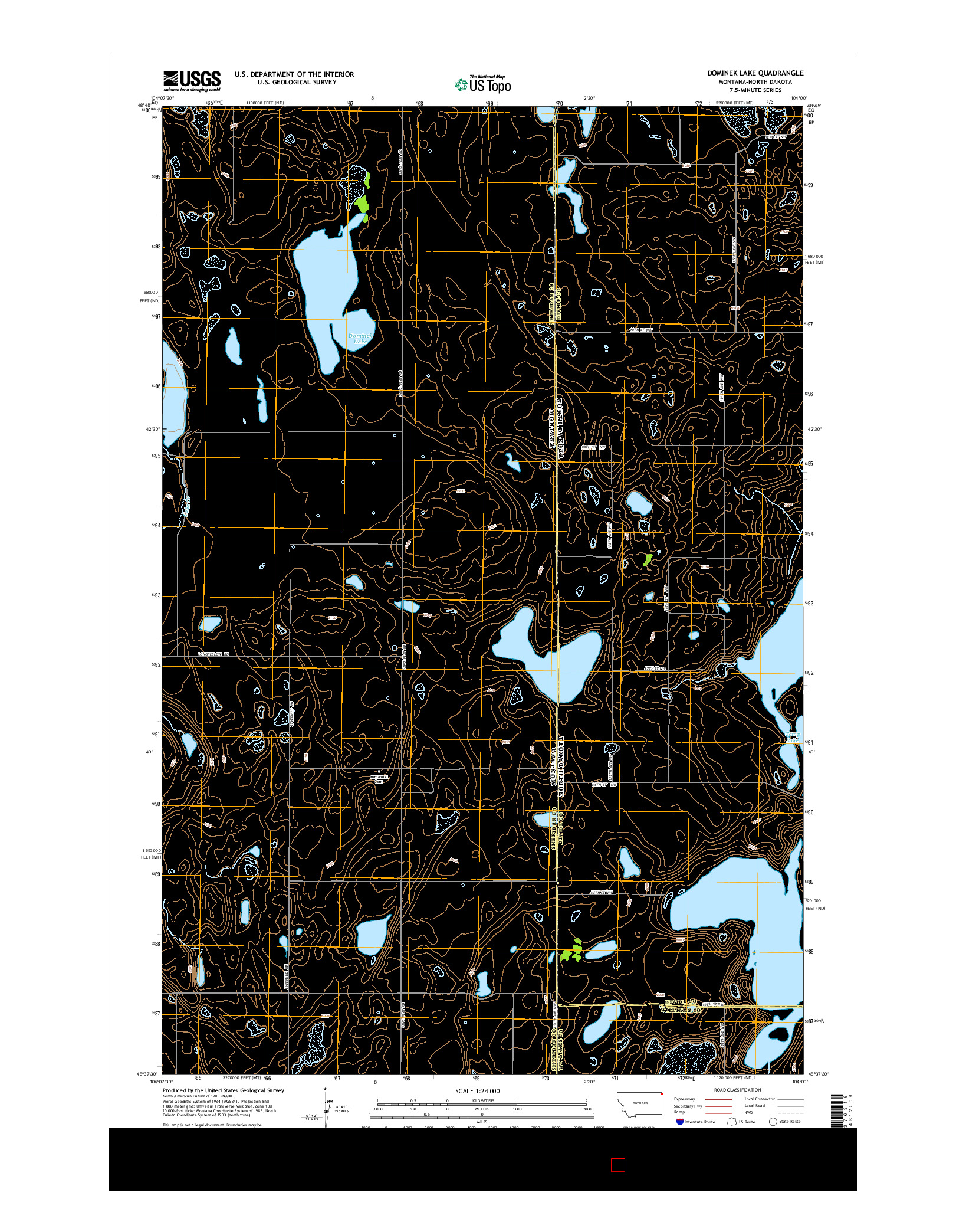 USGS US TOPO 7.5-MINUTE MAP FOR DOMINEK LAKE, MT-ND 2014