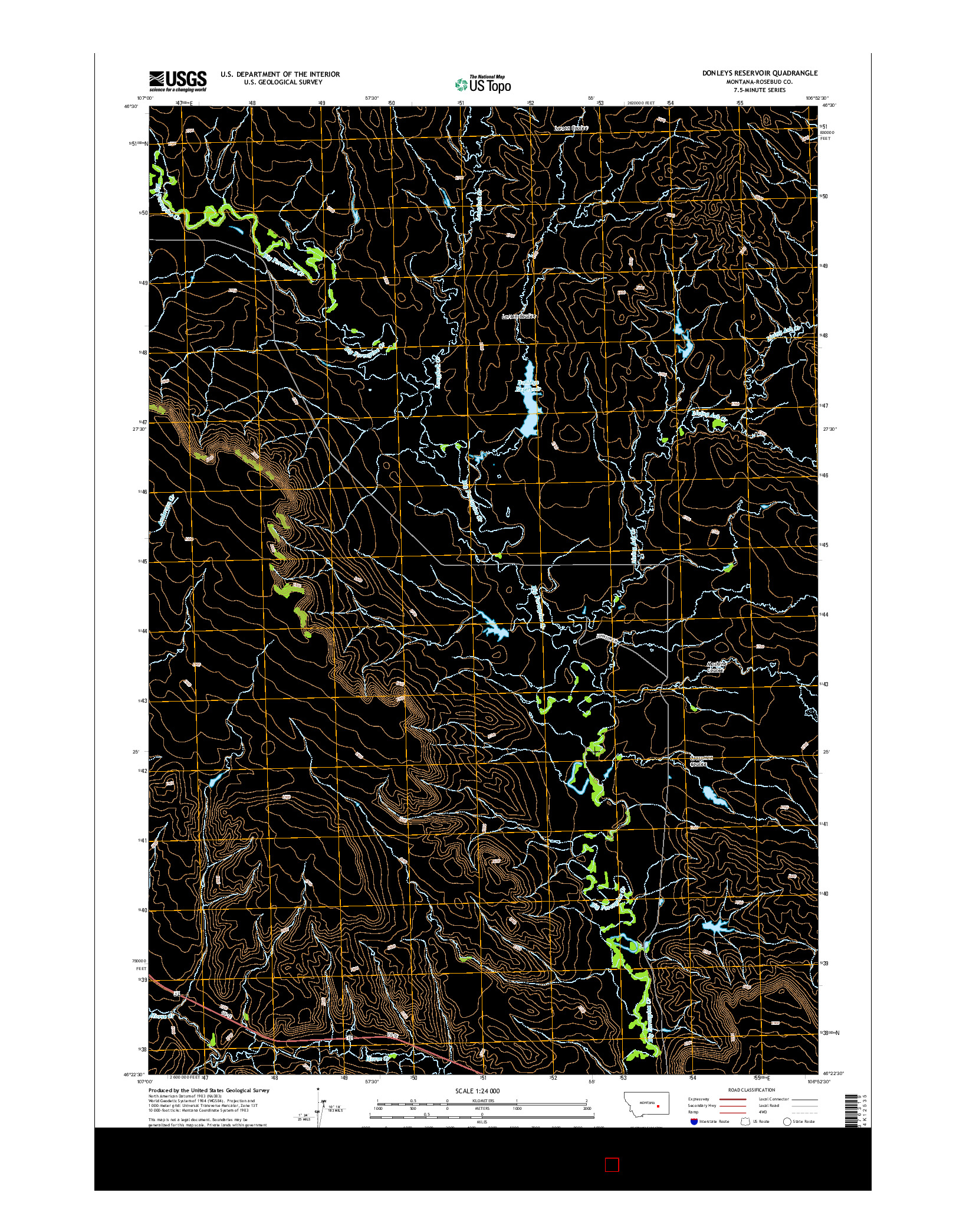 USGS US TOPO 7.5-MINUTE MAP FOR DONLEYS RESERVOIR, MT 2014