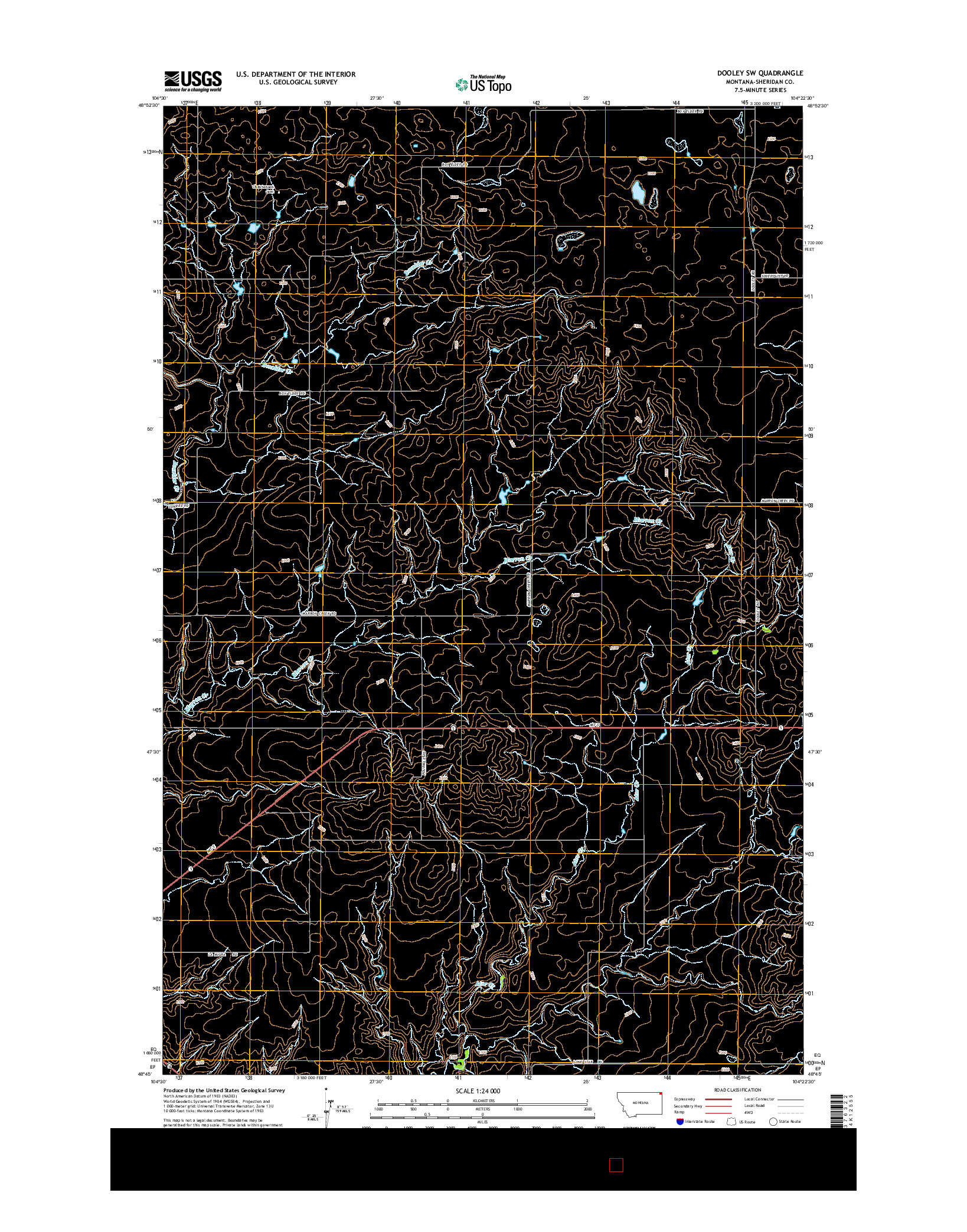 USGS US TOPO 7.5-MINUTE MAP FOR DOOLEY SW, MT 2014