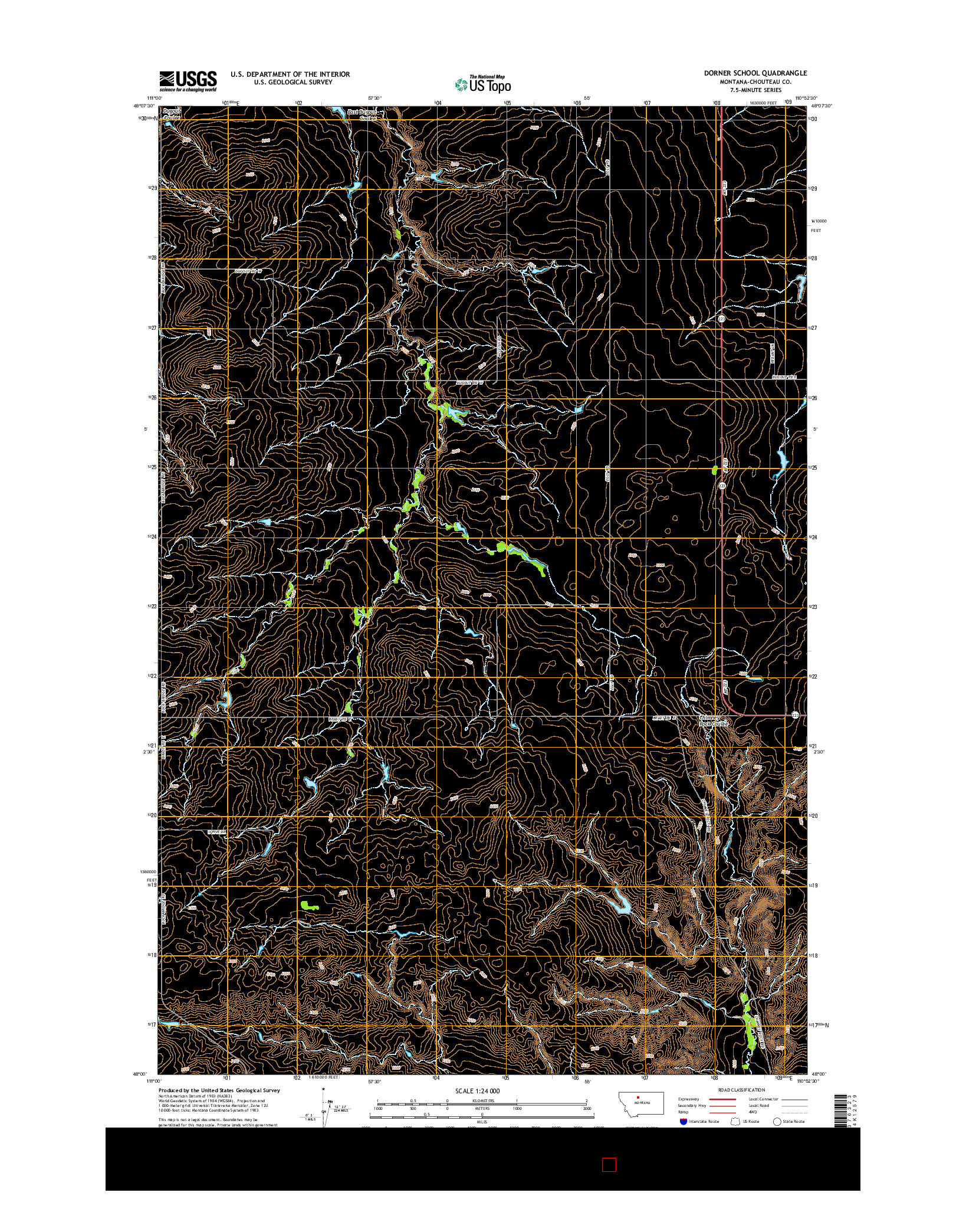 USGS US TOPO 7.5-MINUTE MAP FOR DORNER SCHOOL, MT 2014