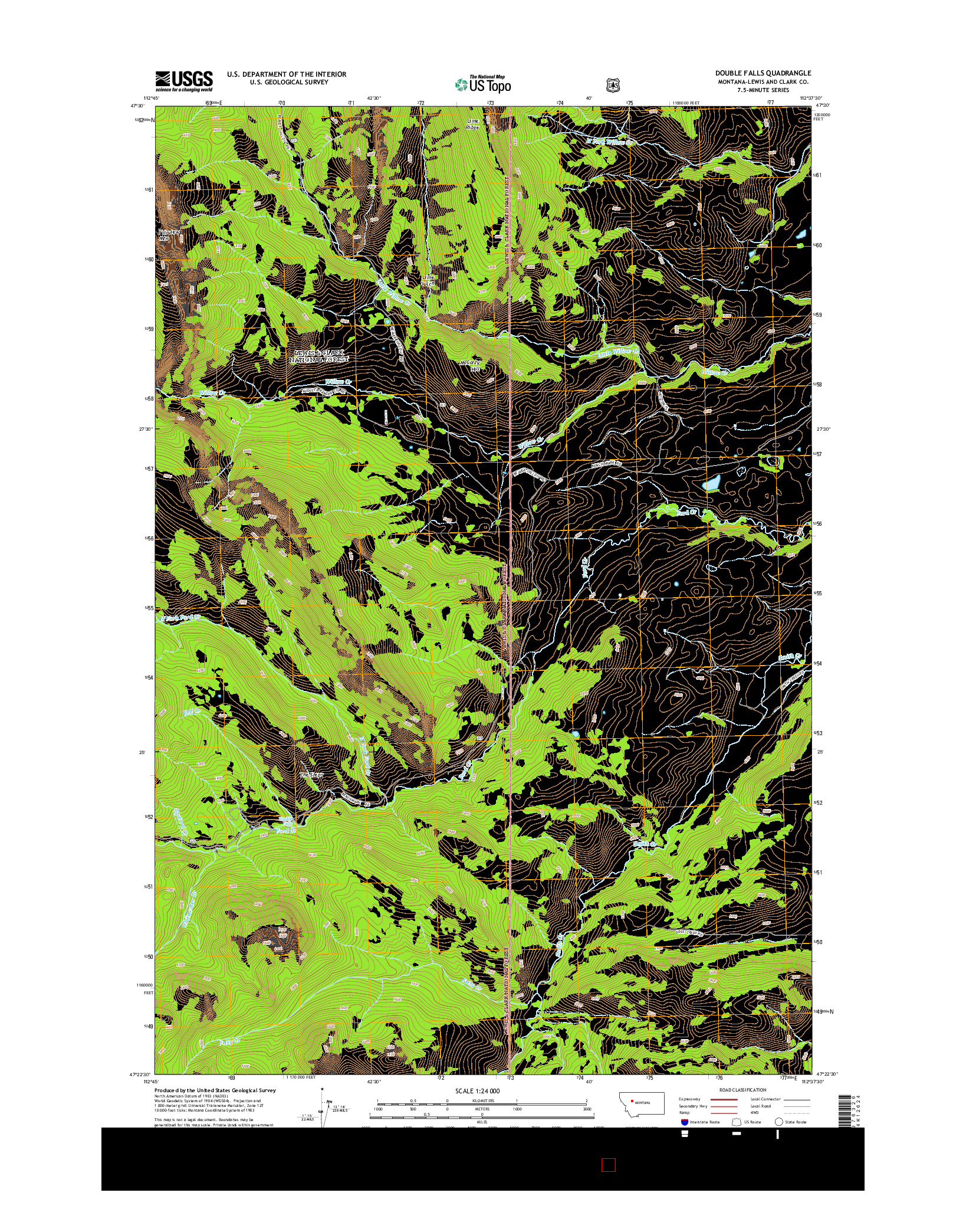 USGS US TOPO 7.5-MINUTE MAP FOR DOUBLE FALLS, MT 2014