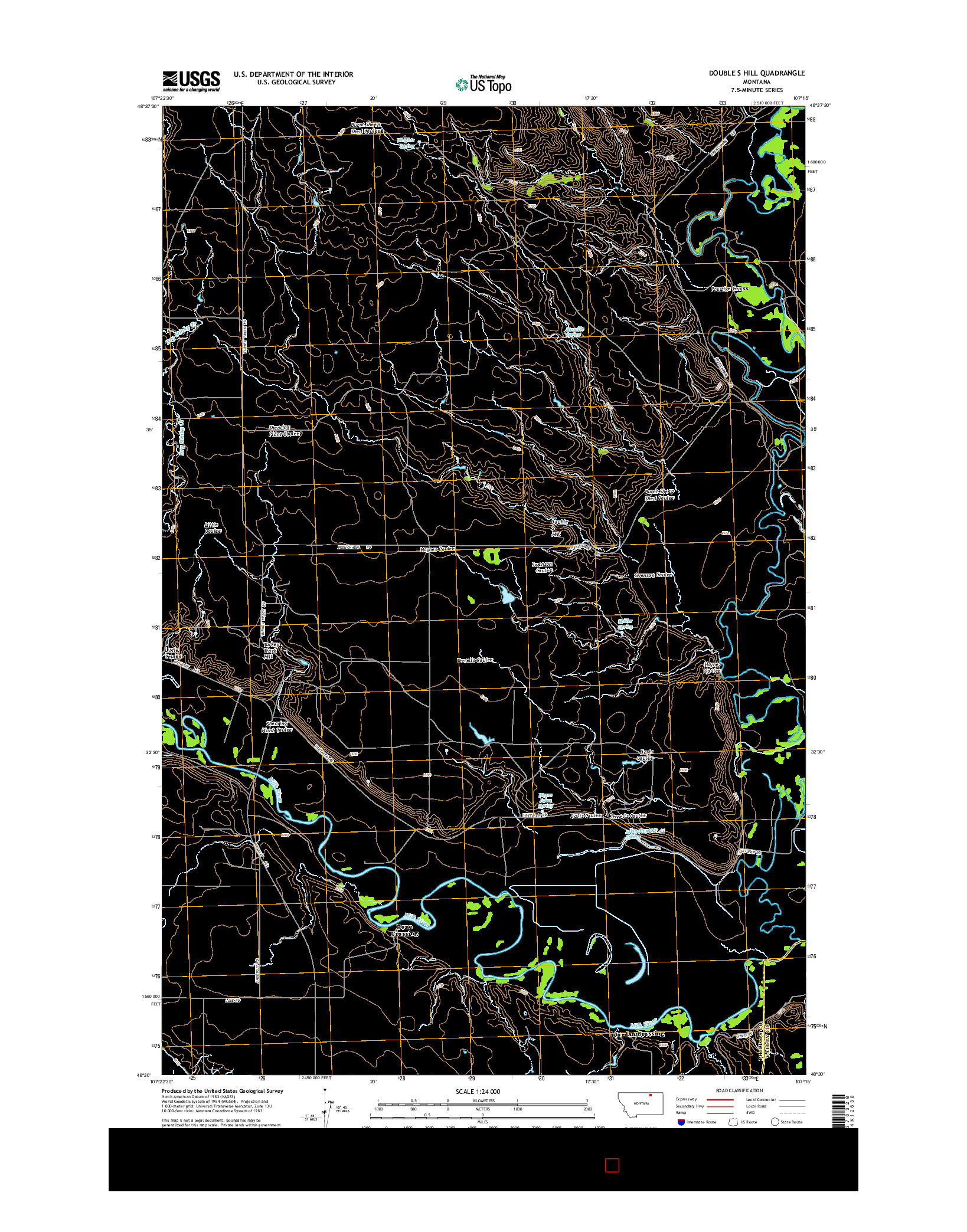 USGS US TOPO 7.5-MINUTE MAP FOR DOUBLE S HILL, MT 2014