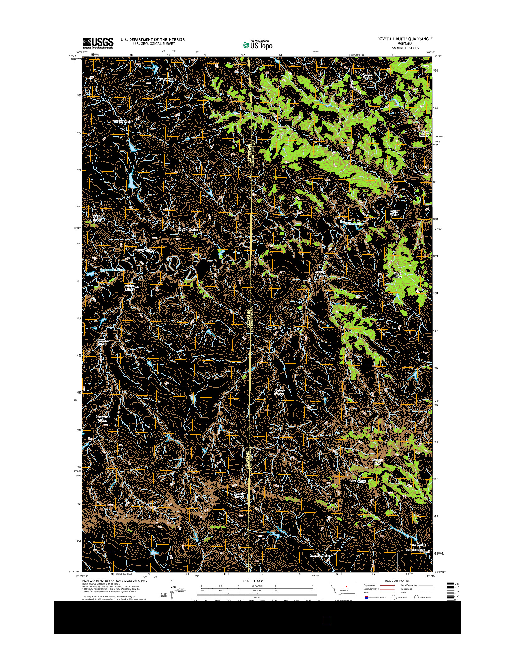 USGS US TOPO 7.5-MINUTE MAP FOR DOVETAIL BUTTE, MT 2014