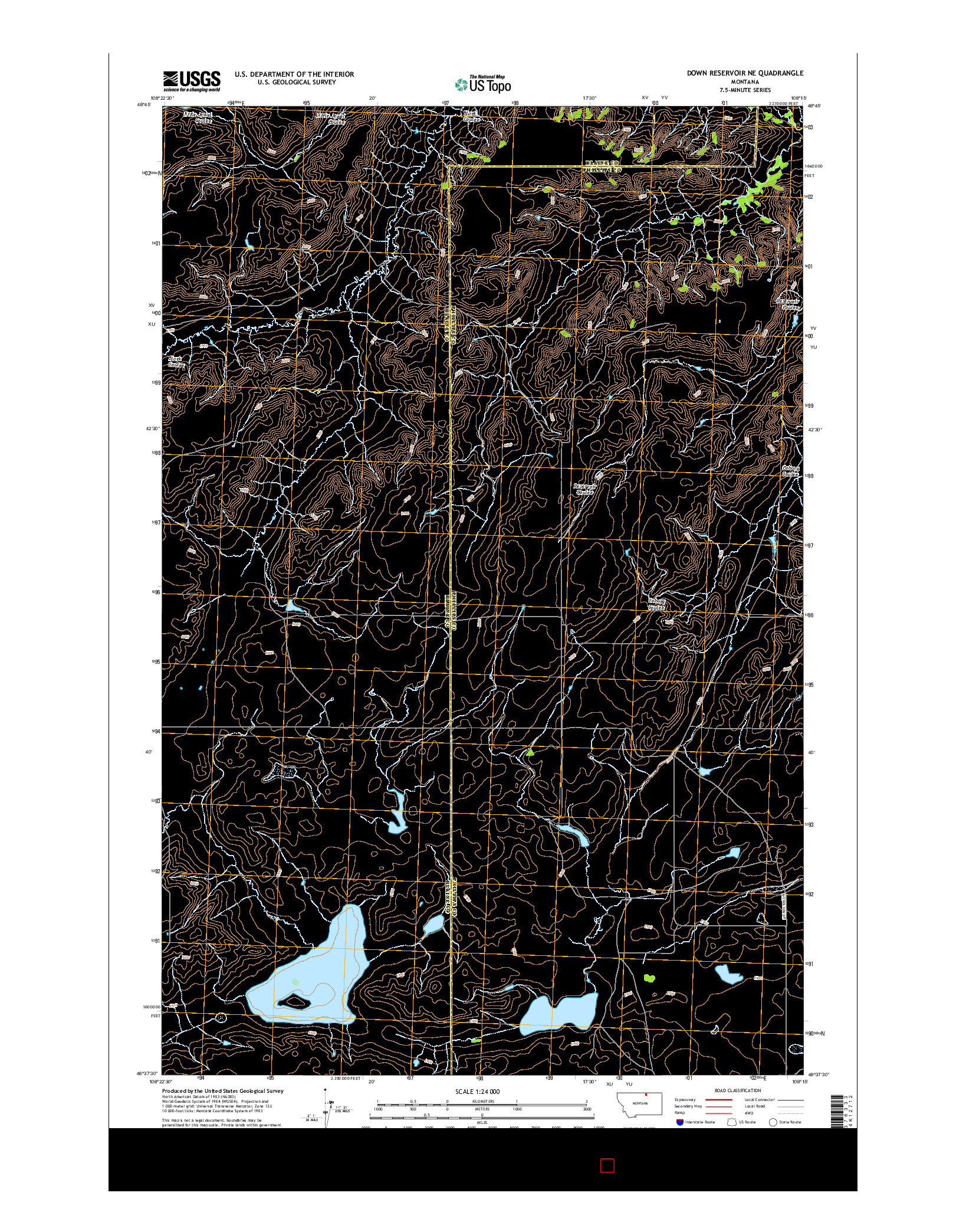 USGS US TOPO 7.5-MINUTE MAP FOR DOWN RESERVOIR NE, MT 2014