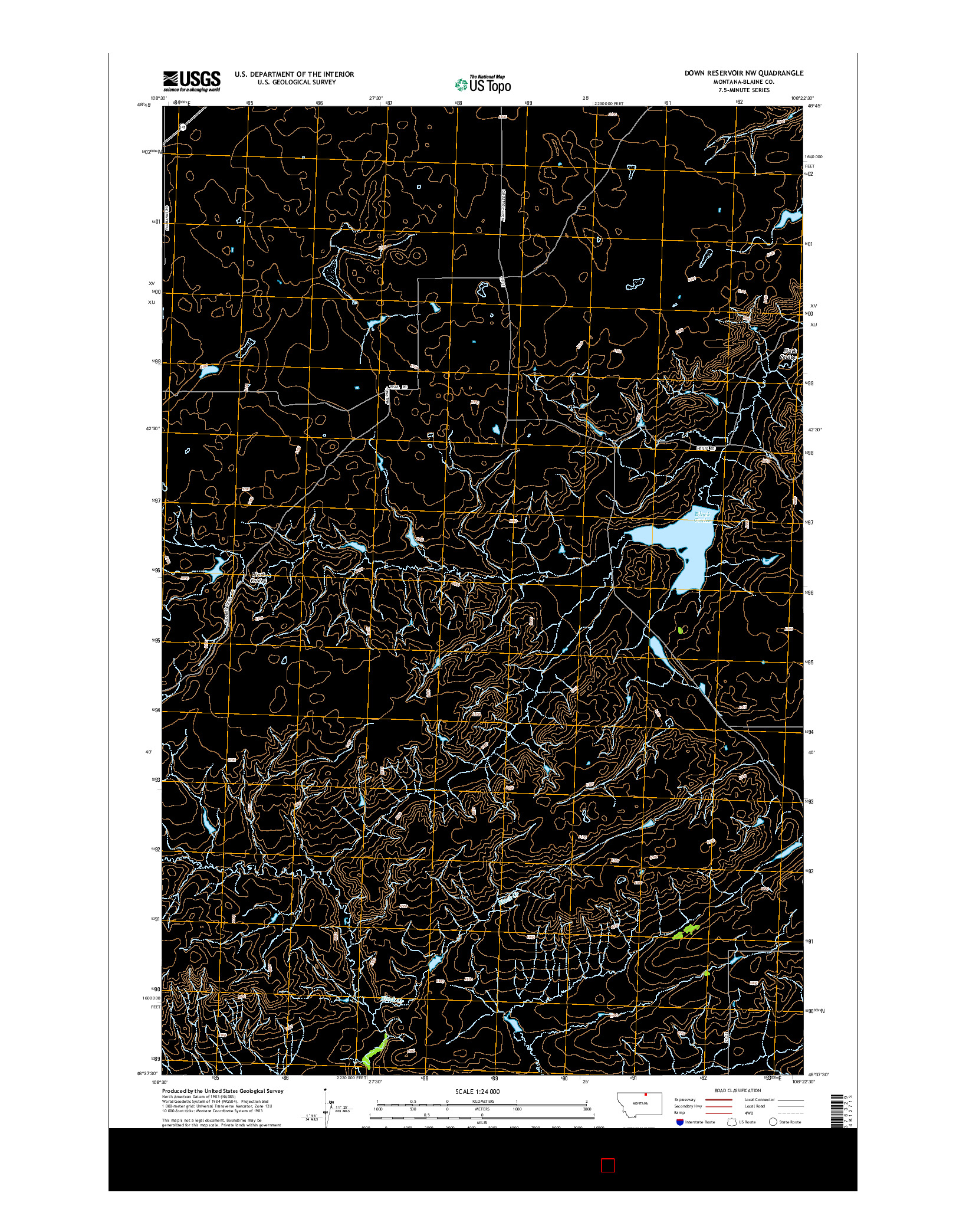USGS US TOPO 7.5-MINUTE MAP FOR DOWN RESERVOIR NW, MT 2014