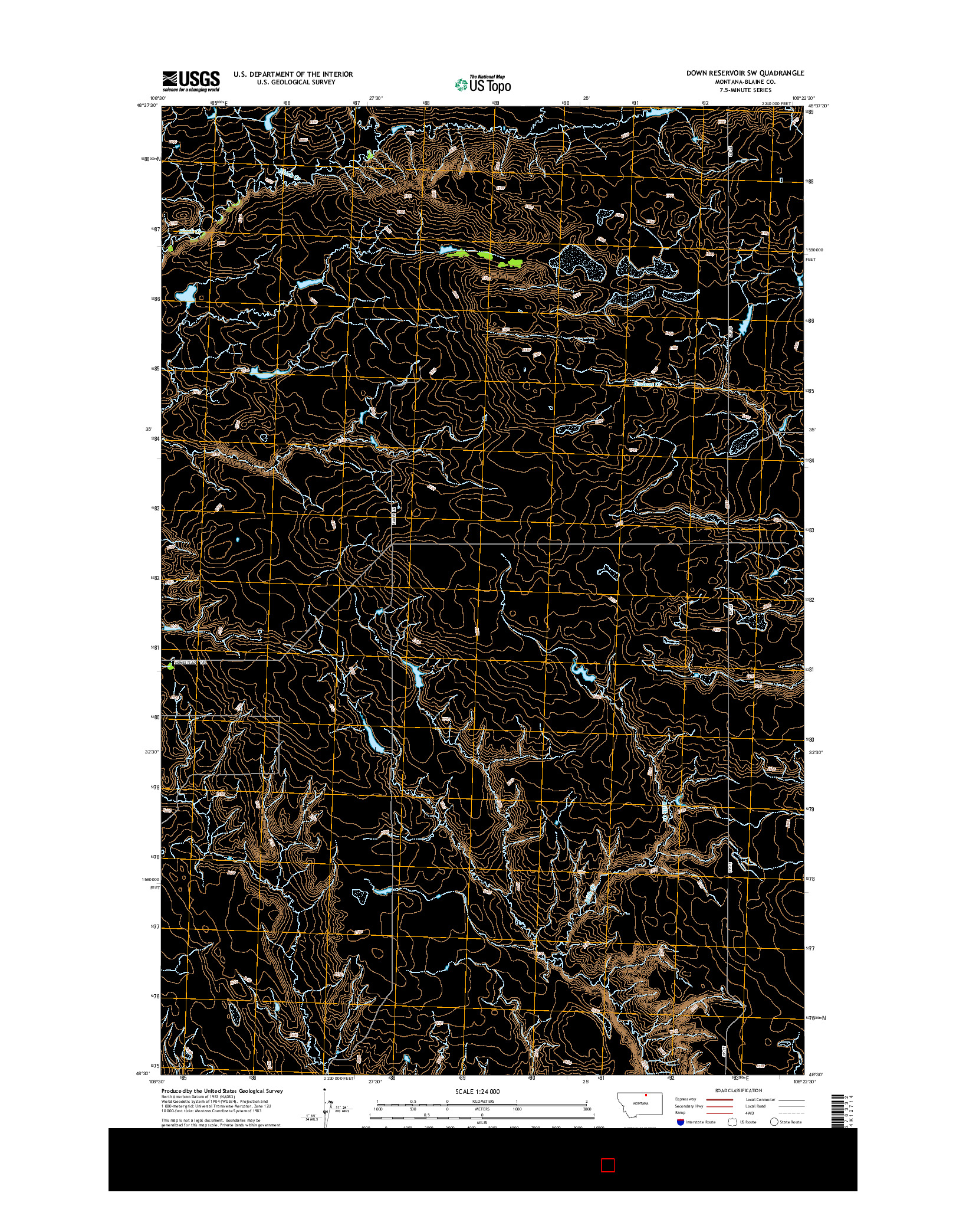 USGS US TOPO 7.5-MINUTE MAP FOR DOWN RESERVOIR SW, MT 2014