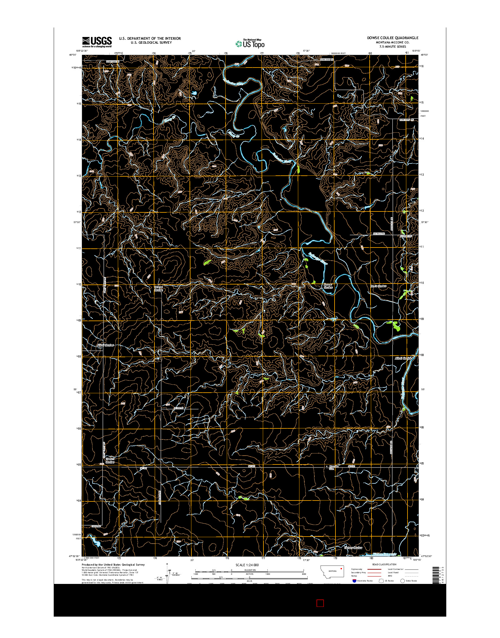 USGS US TOPO 7.5-MINUTE MAP FOR DOWSE COULEE, MT 2014