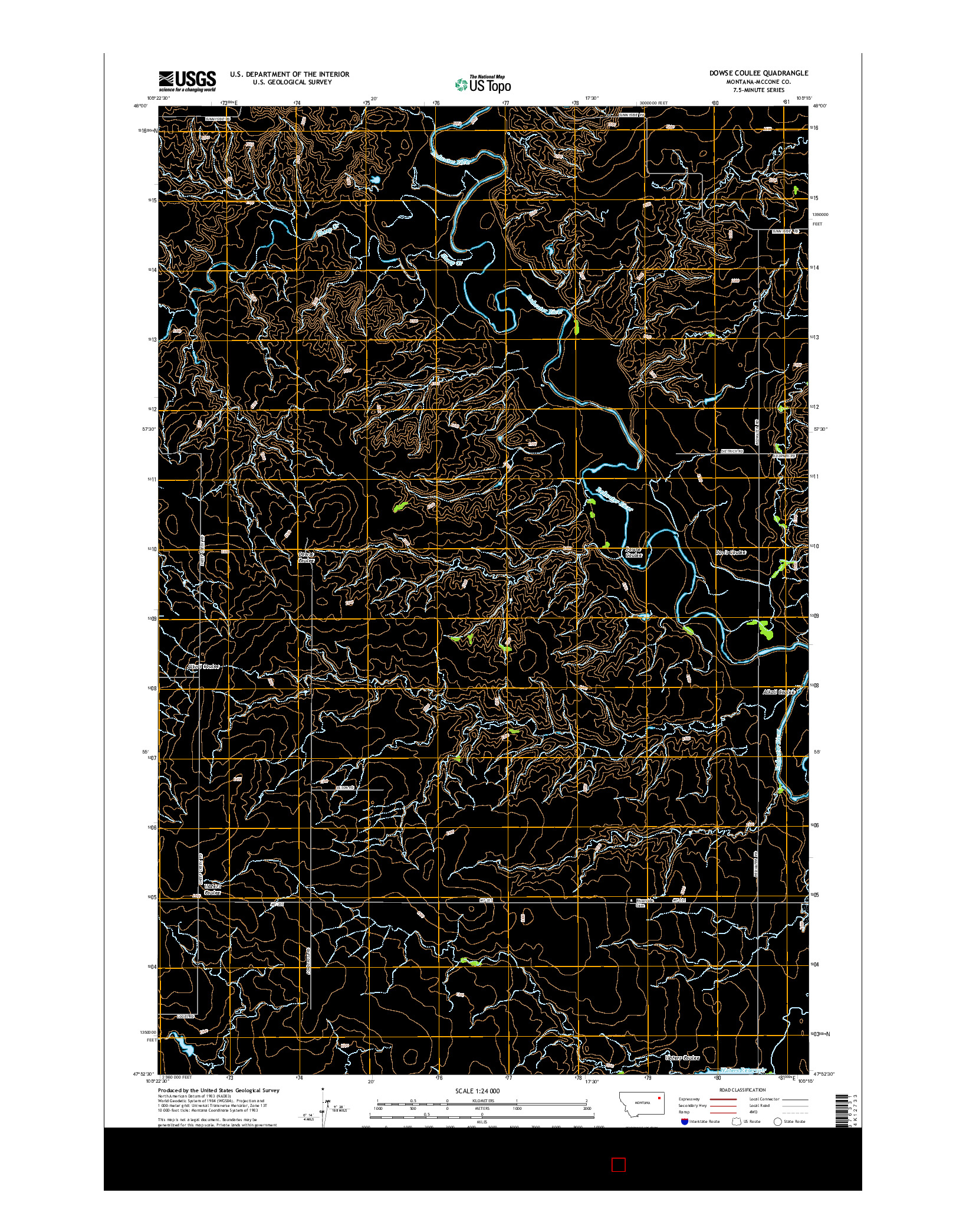 USGS US TOPO 7.5-MINUTE MAP FOR DOWSE COULEE, MT 2014