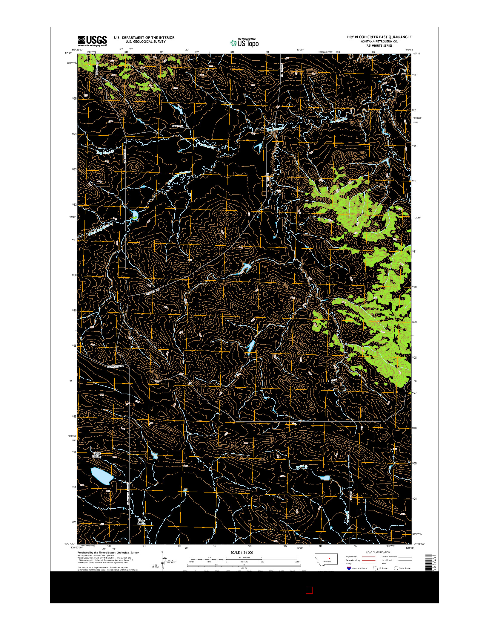 USGS US TOPO 7.5-MINUTE MAP FOR DRY BLOOD CREEK EAST, MT 2014