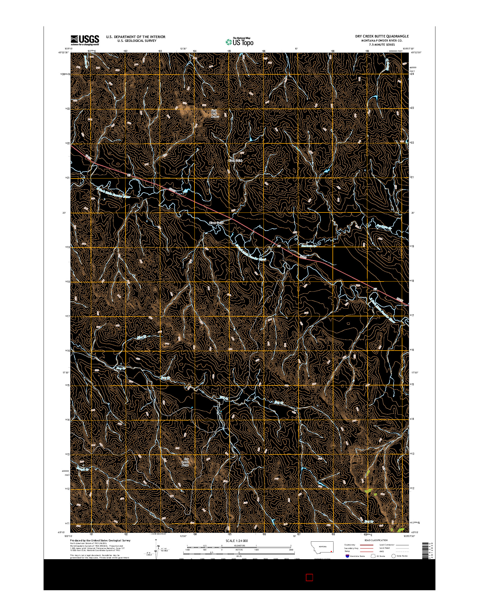 USGS US TOPO 7.5-MINUTE MAP FOR DRY CREEK BUTTE, MT 2014