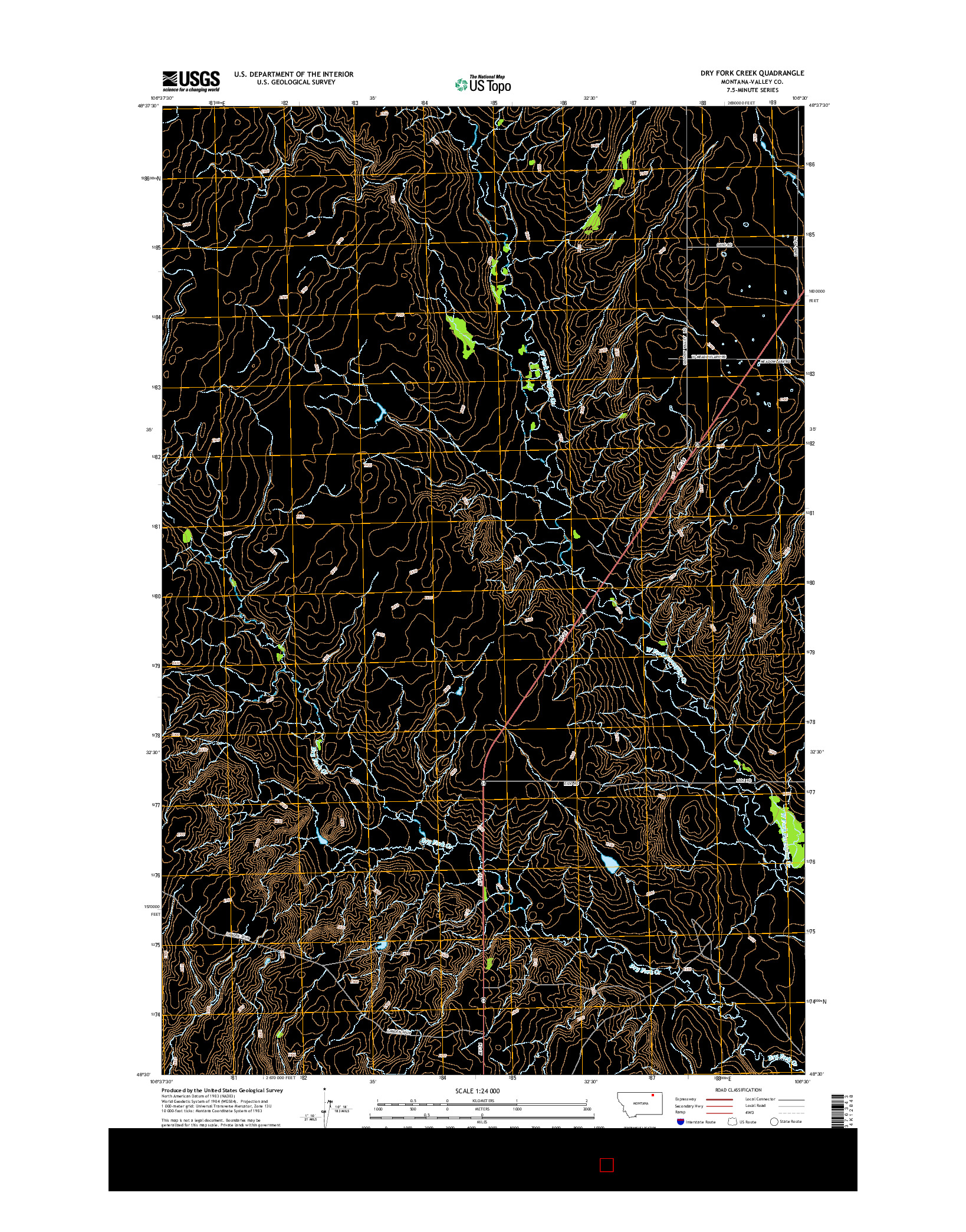 USGS US TOPO 7.5-MINUTE MAP FOR DRY FORK CREEK, MT 2014