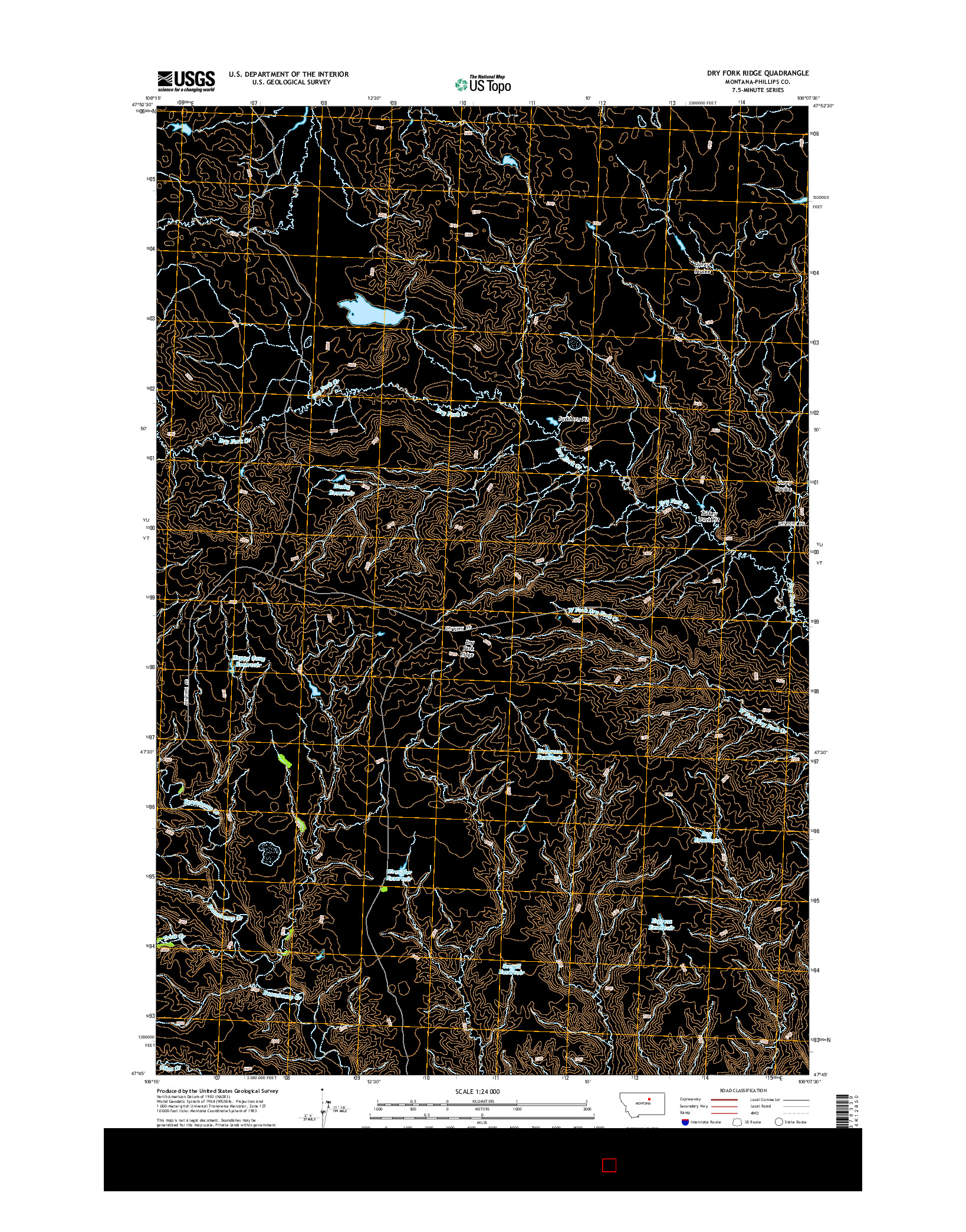 USGS US TOPO 7.5-MINUTE MAP FOR DRY FORK RIDGE, MT 2014