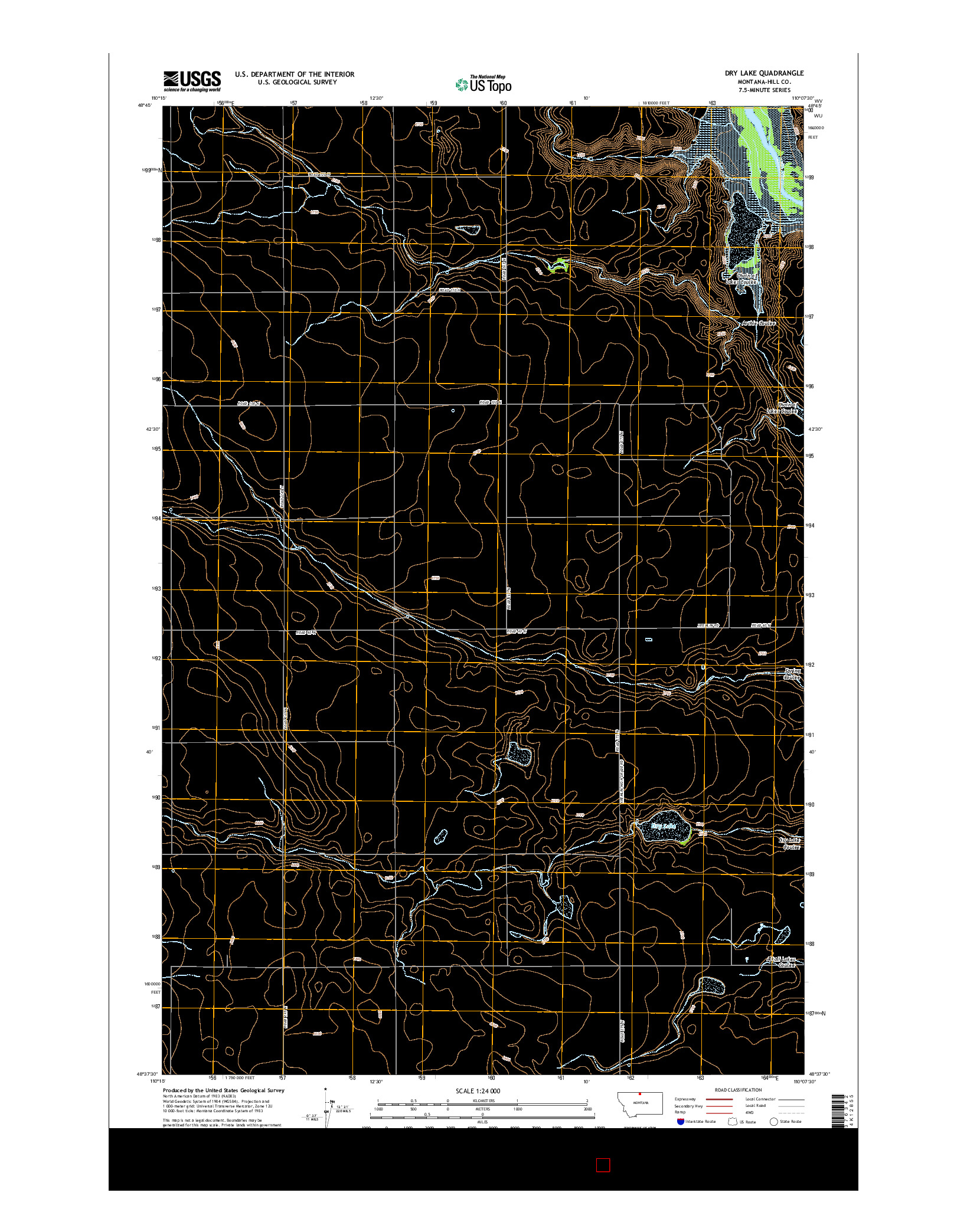 USGS US TOPO 7.5-MINUTE MAP FOR DRY LAKE, MT 2014