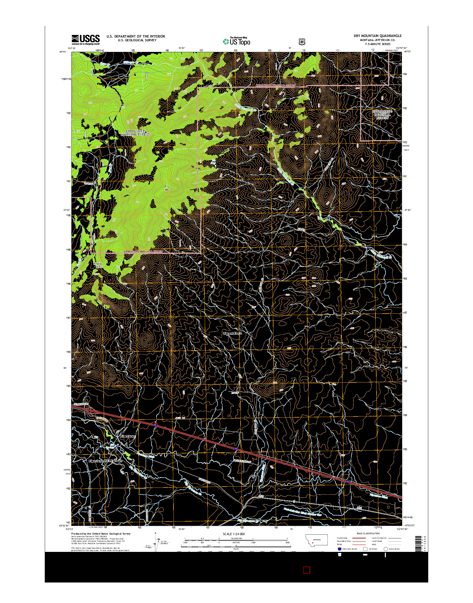USGS US TOPO 7.5-MINUTE MAP FOR DRY MOUNTAIN, MT 2014