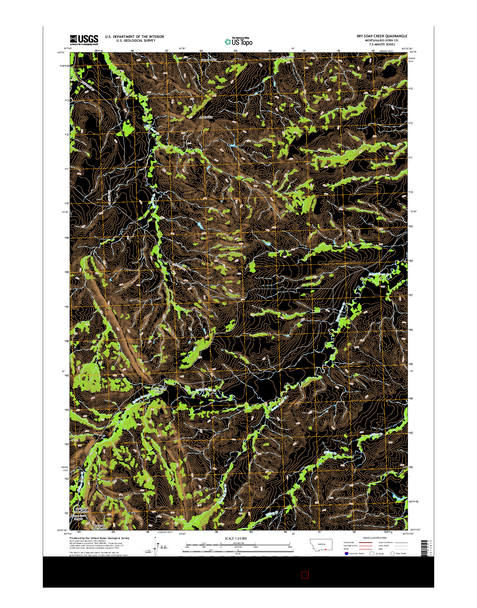 USGS US TOPO 7.5-MINUTE MAP FOR DRY SOAP CREEK, MT 2014