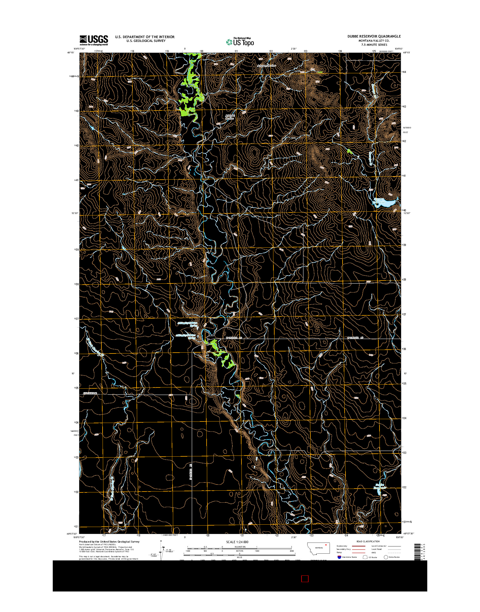 USGS US TOPO 7.5-MINUTE MAP FOR DUBBE RESERVOIR, MT 2014
