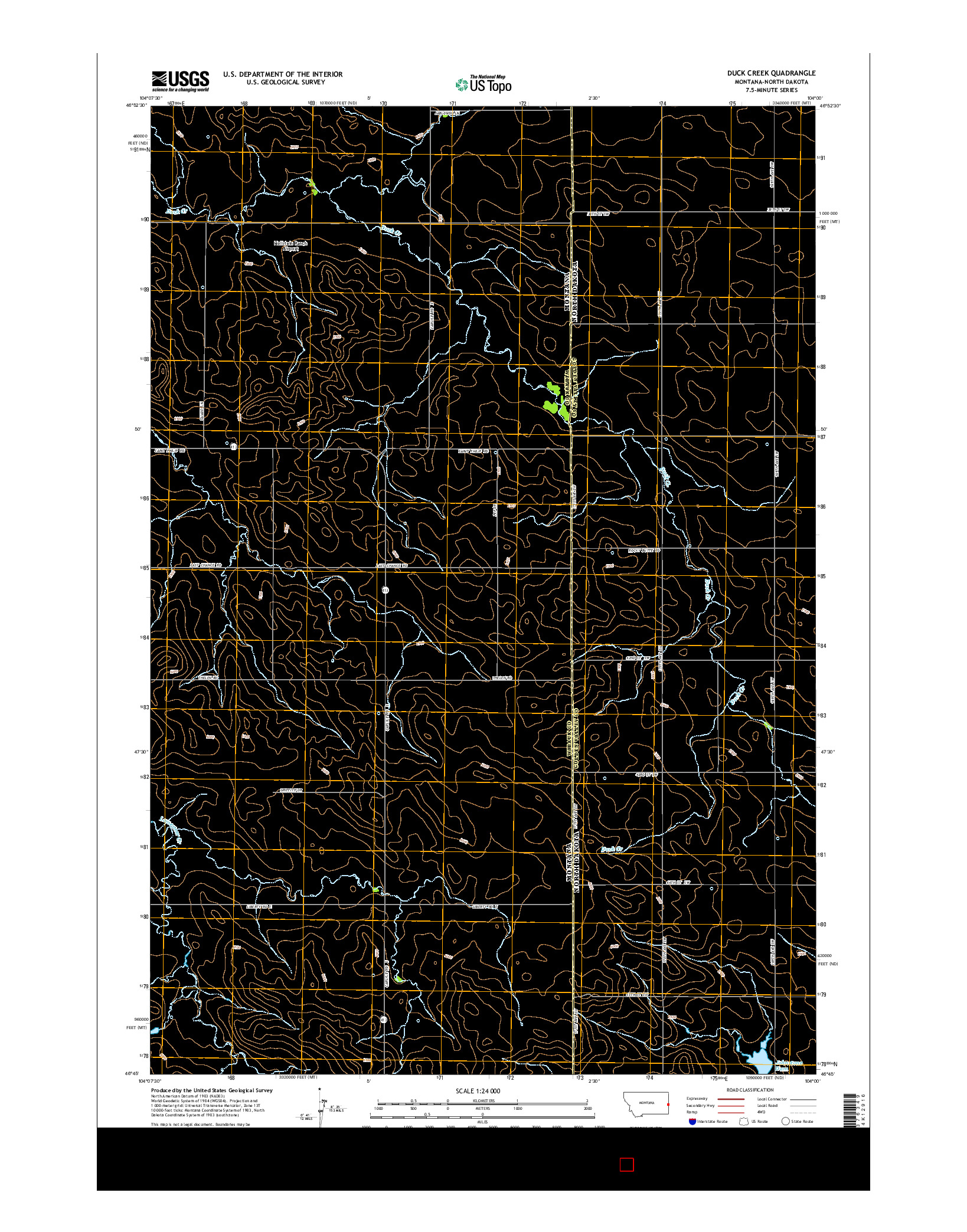 USGS US TOPO 7.5-MINUTE MAP FOR DUCK CREEK, MT-ND 2014