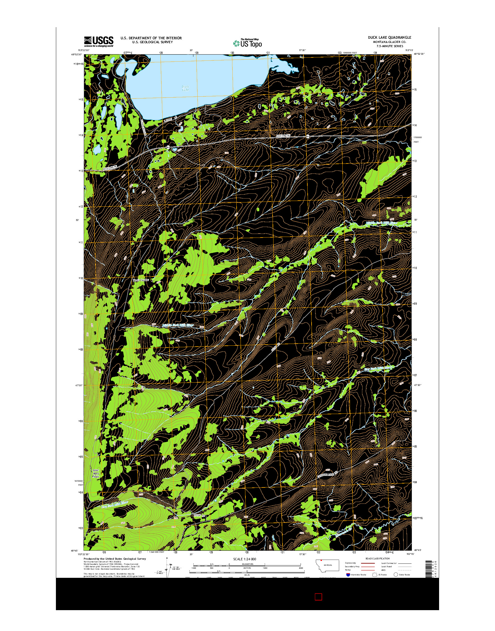 USGS US TOPO 7.5-MINUTE MAP FOR DUCK LAKE, MT 2014