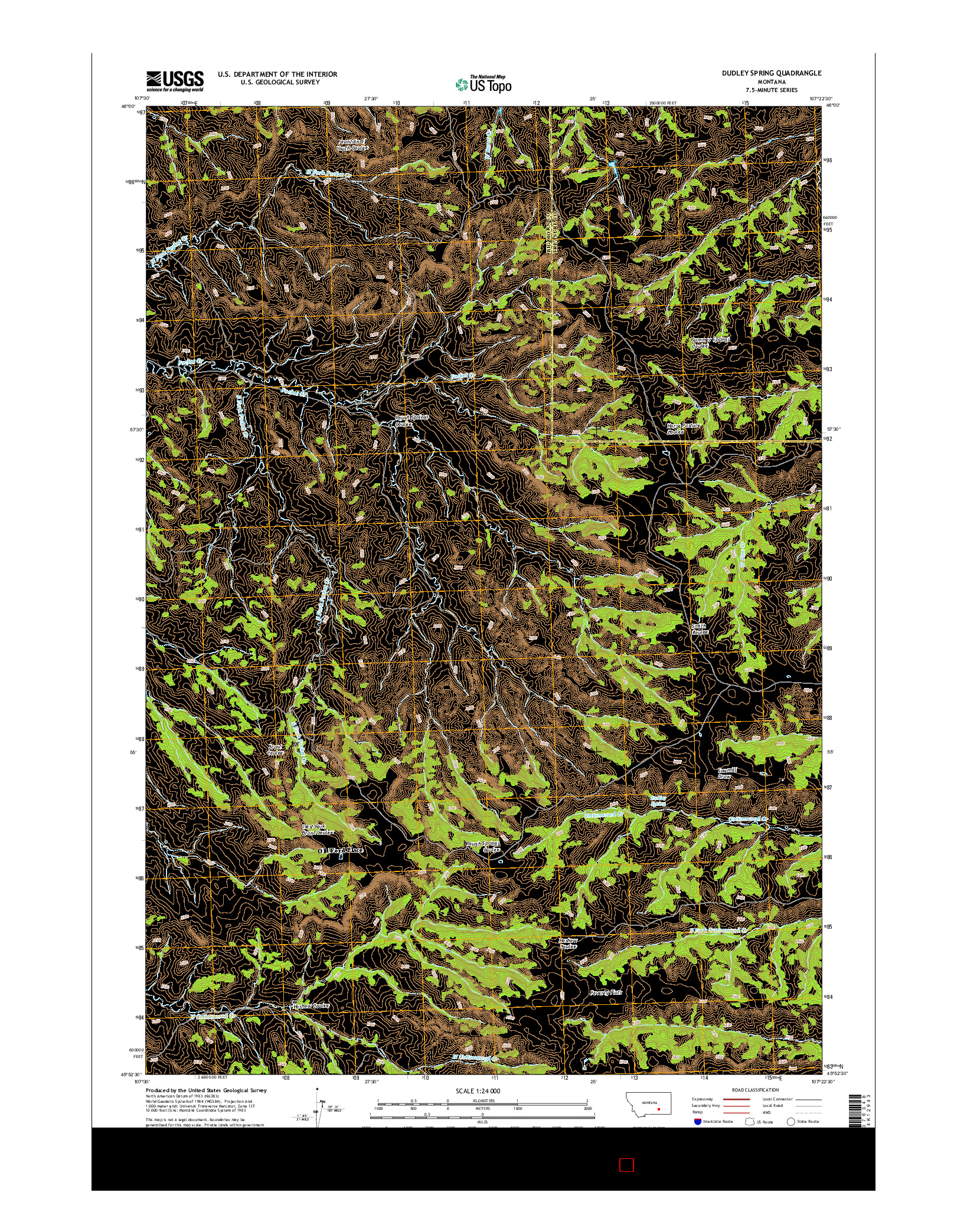 USGS US TOPO 7.5-MINUTE MAP FOR DUDLEY SPRING, MT 2014