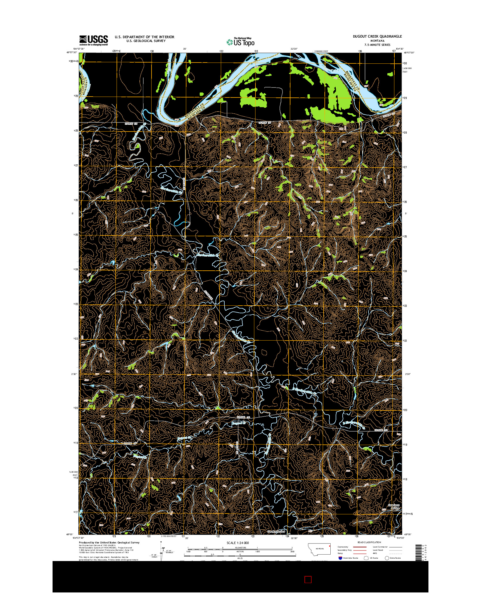 USGS US TOPO 7.5-MINUTE MAP FOR DUGOUT CREEK, MT 2014