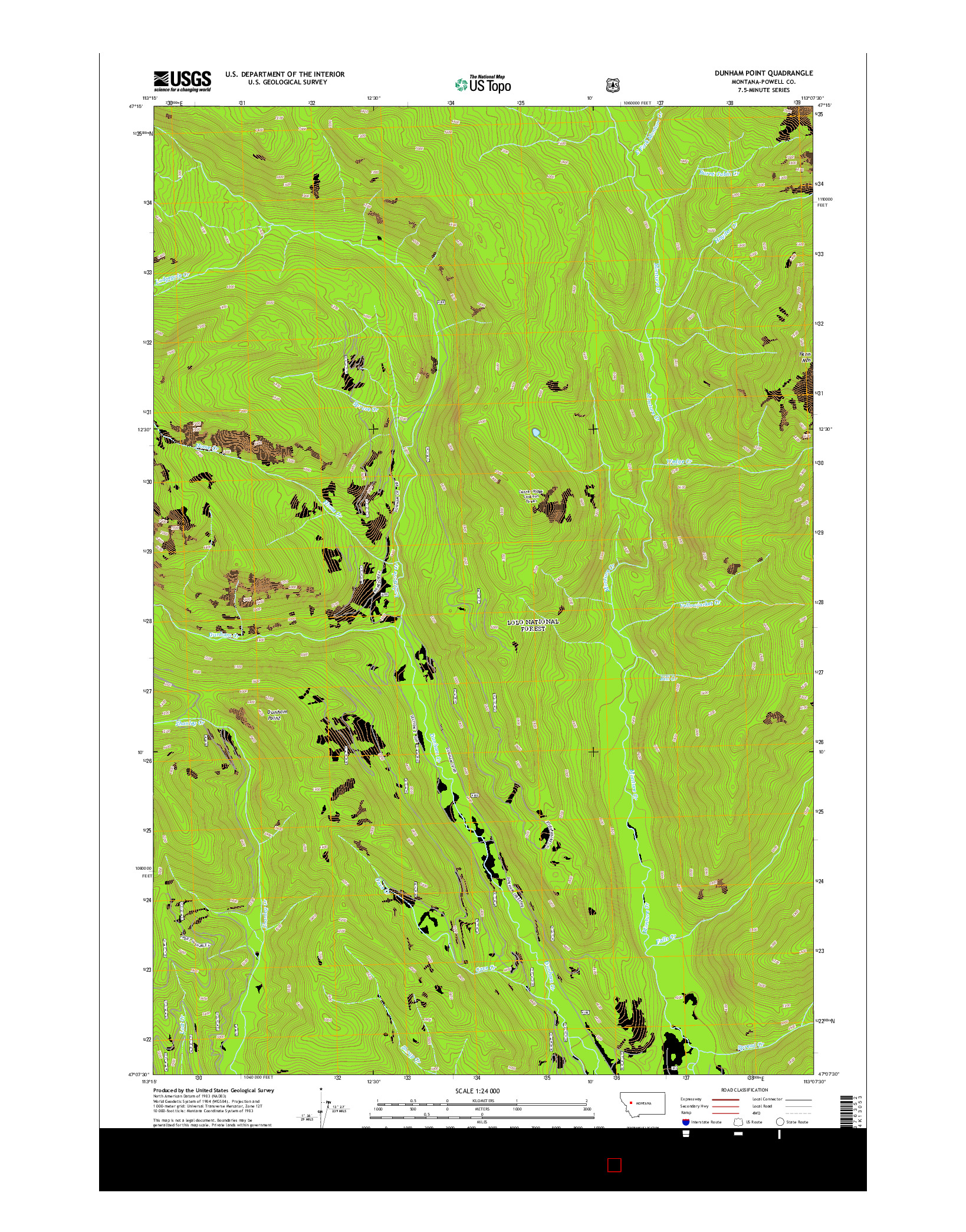 USGS US TOPO 7.5-MINUTE MAP FOR DUNHAM POINT, MT 2014