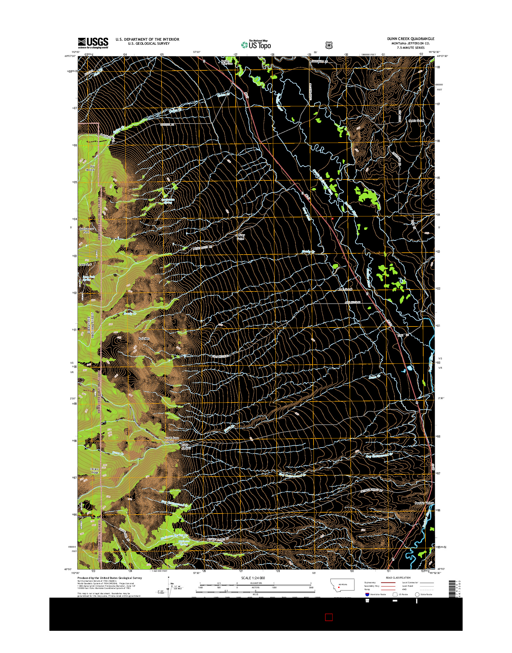 USGS US TOPO 7.5-MINUTE MAP FOR DUNN CREEK, MT 2014