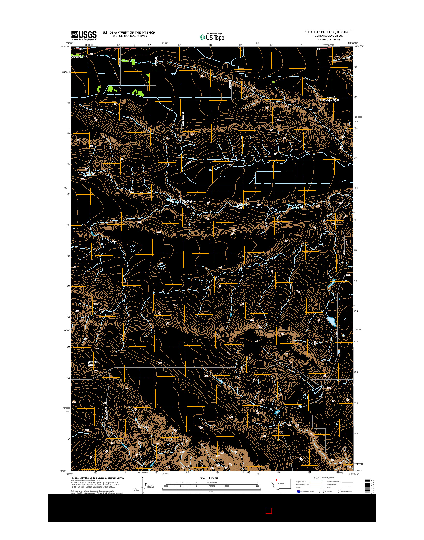USGS US TOPO 7.5-MINUTE MAP FOR DUCKHEAD BUTTES, MT 2014