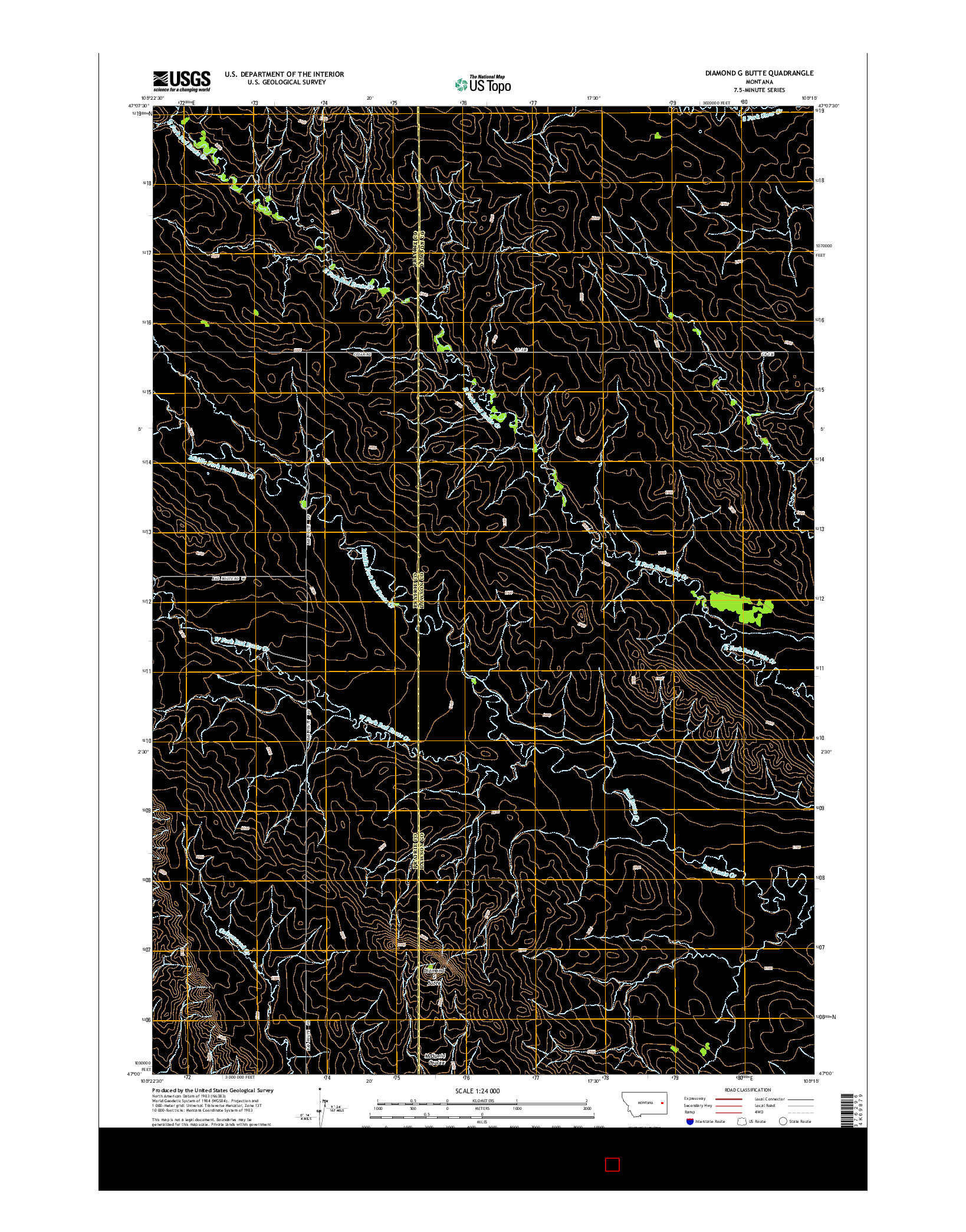 USGS US TOPO 7.5-MINUTE MAP FOR DIAMOND G BUTTE, MT 2014