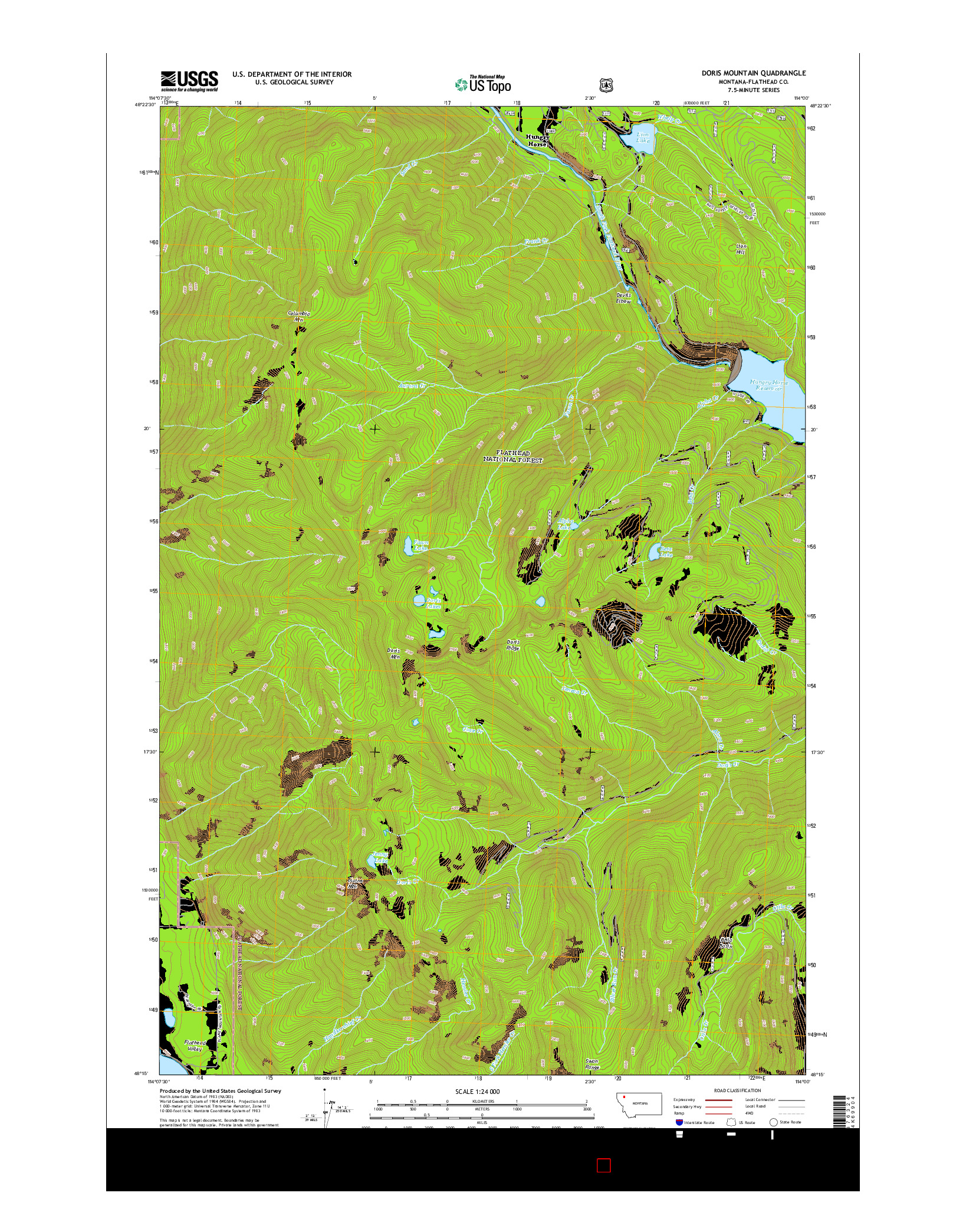 USGS US TOPO 7.5-MINUTE MAP FOR DORIS MOUNTAIN, MT 2014