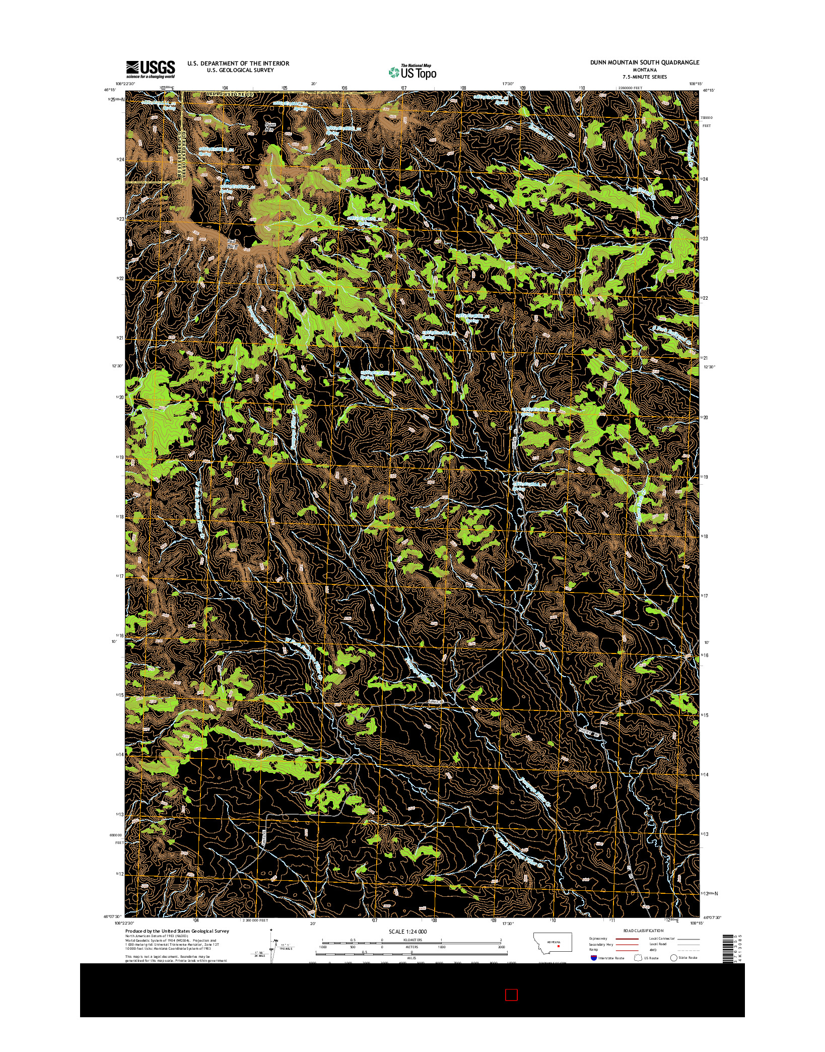 USGS US TOPO 7.5-MINUTE MAP FOR DUNN MOUNTAIN SOUTH, MT 2014