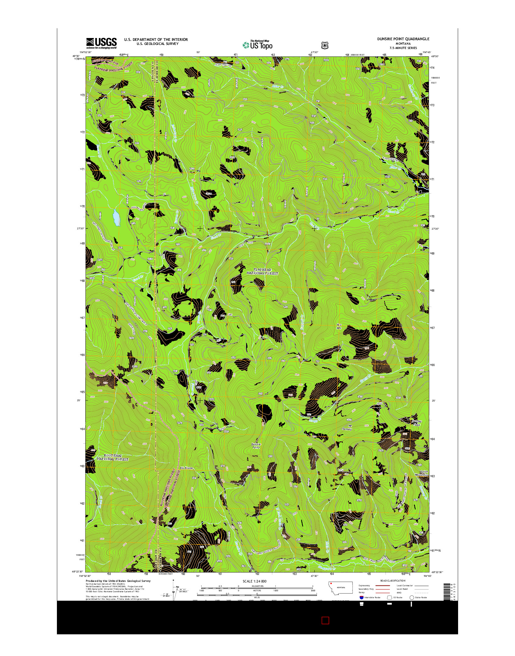 USGS US TOPO 7.5-MINUTE MAP FOR DUNSIRE POINT, MT 2014