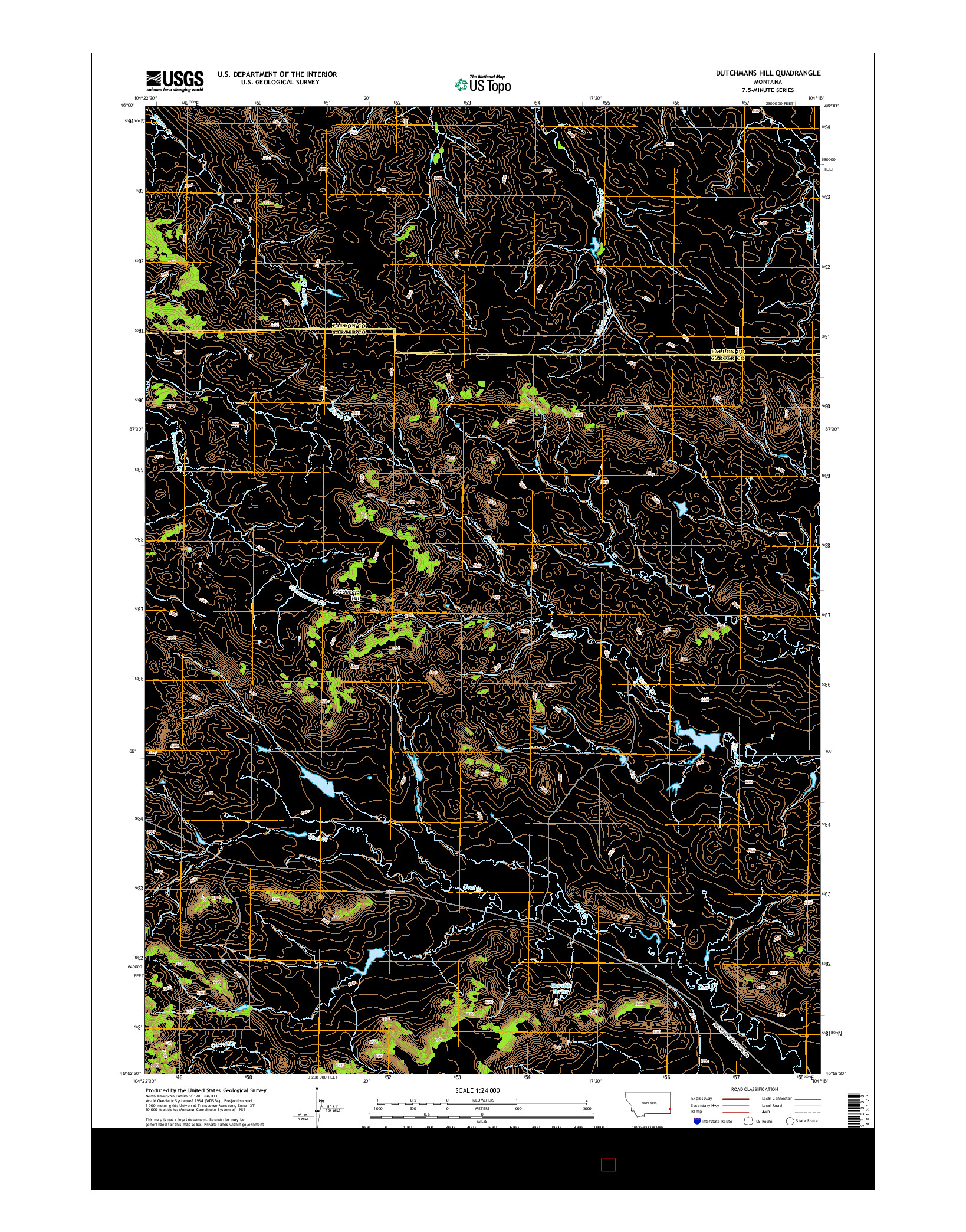USGS US TOPO 7.5-MINUTE MAP FOR DUTCHMANS HILL, MT 2014