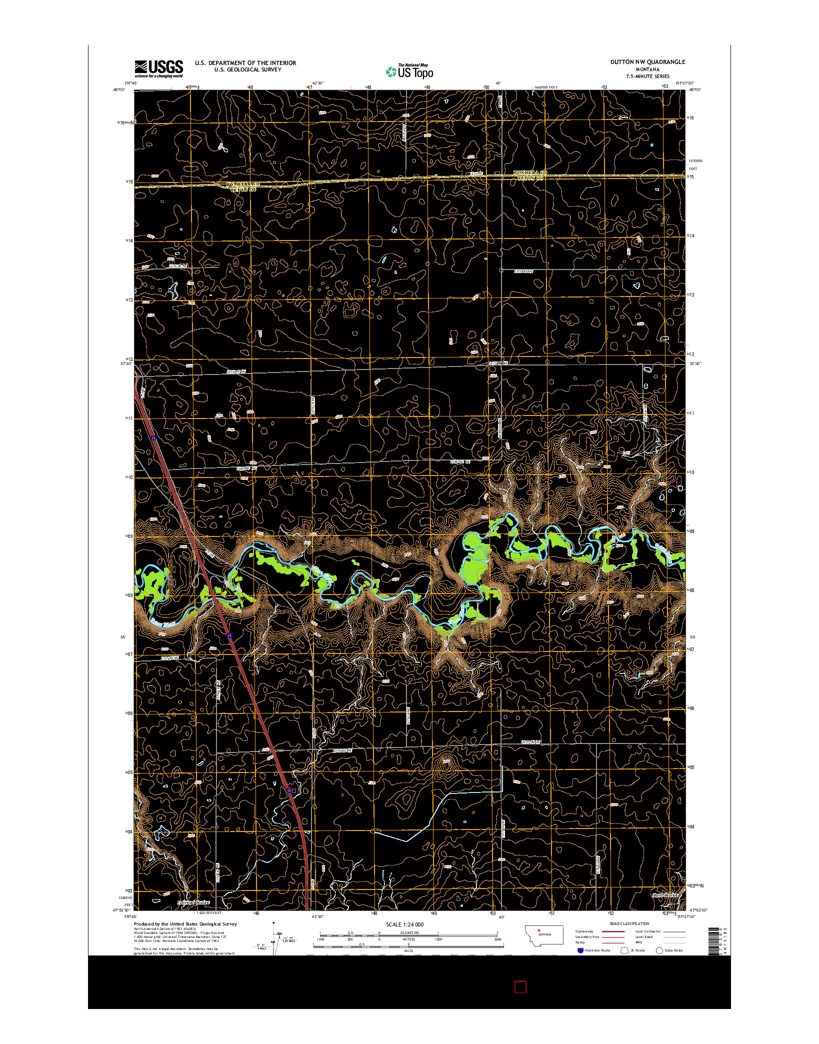 USGS US TOPO 7.5-MINUTE MAP FOR DUTTON NW, MT 2014