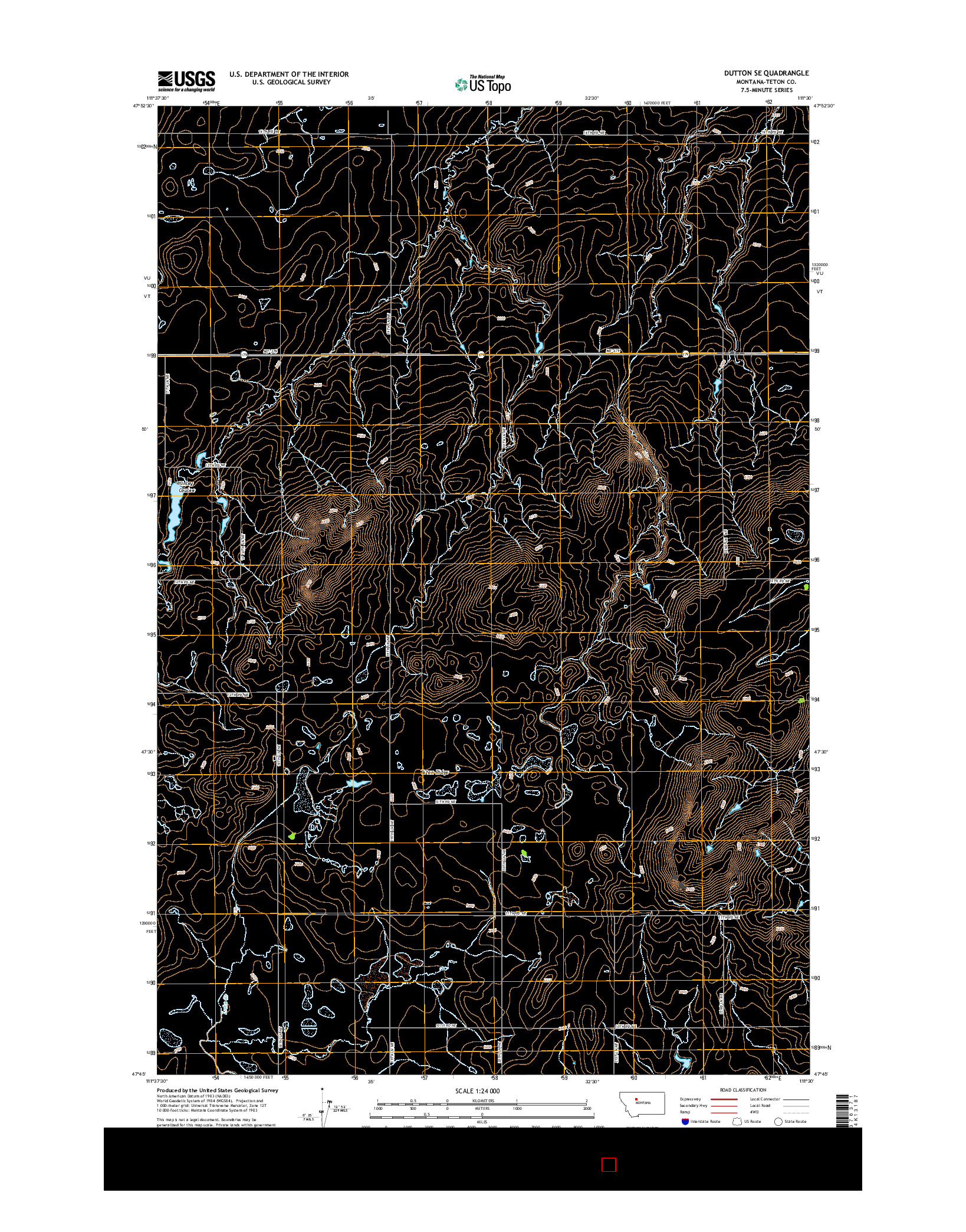 USGS US TOPO 7.5-MINUTE MAP FOR DUTTON SE, MT 2014