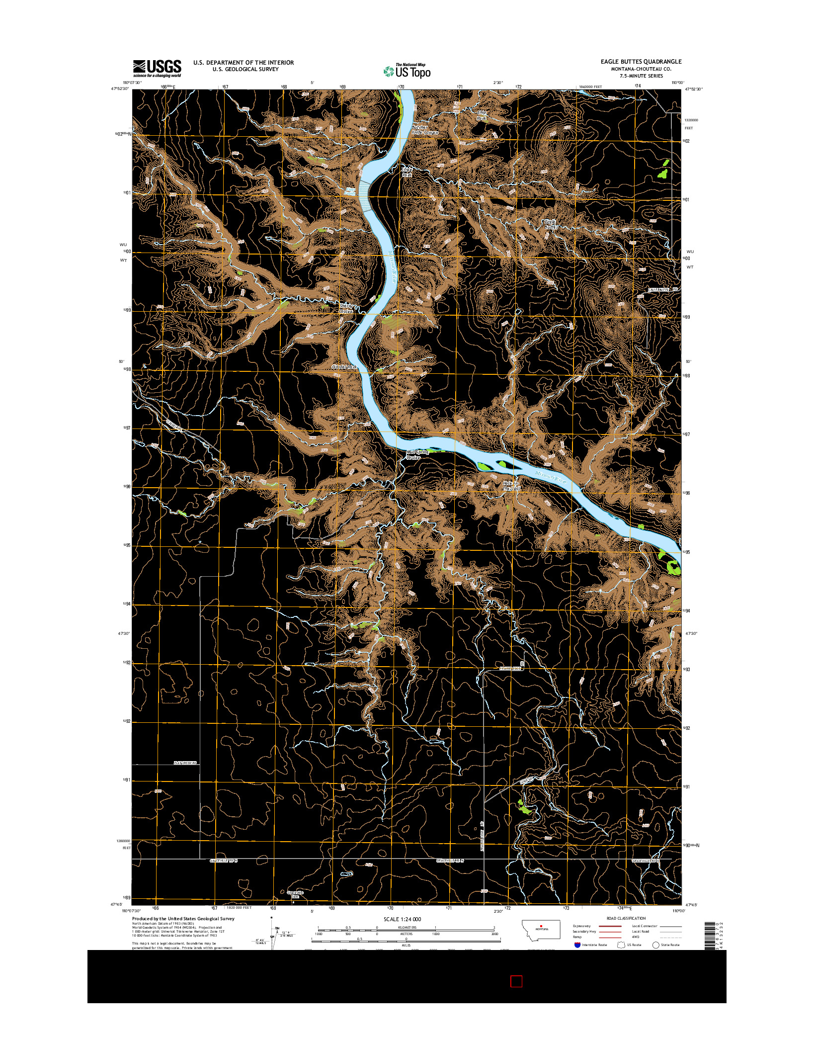 USGS US TOPO 7.5-MINUTE MAP FOR EAGLE BUTTES, MT 2014