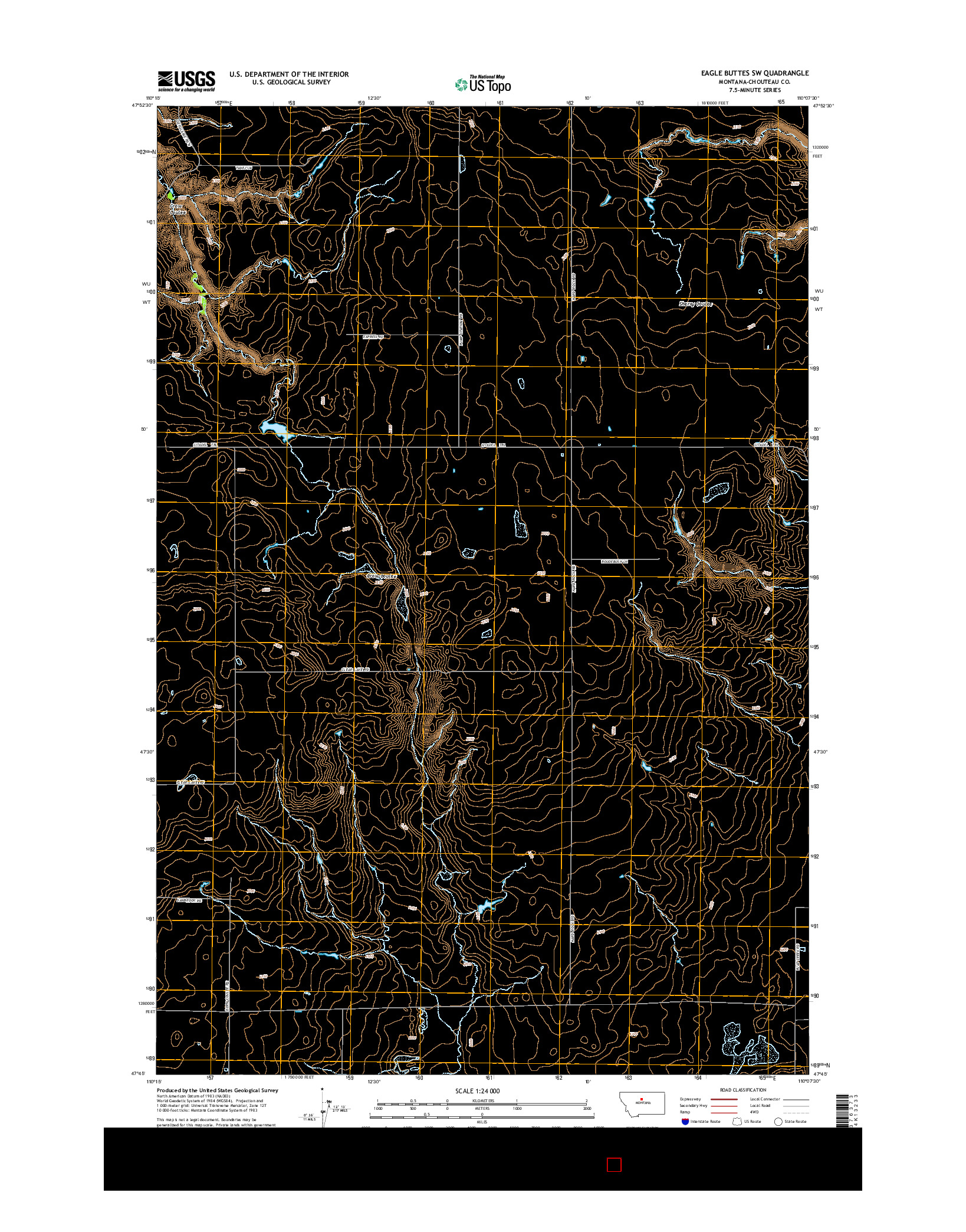 USGS US TOPO 7.5-MINUTE MAP FOR EAGLE BUTTES SW, MT 2014