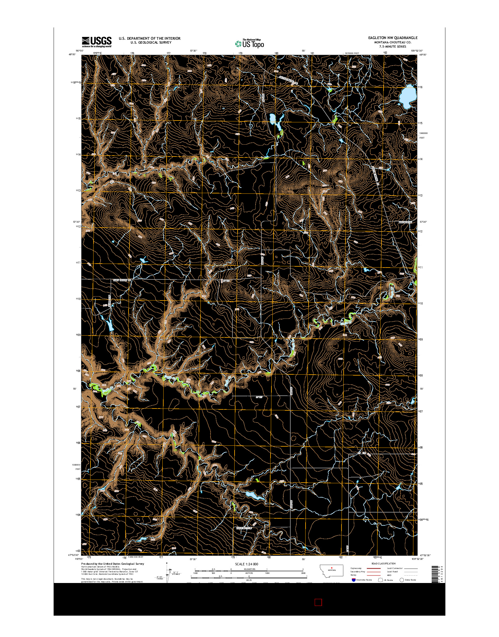 USGS US TOPO 7.5-MINUTE MAP FOR EAGLETON NW, MT 2014