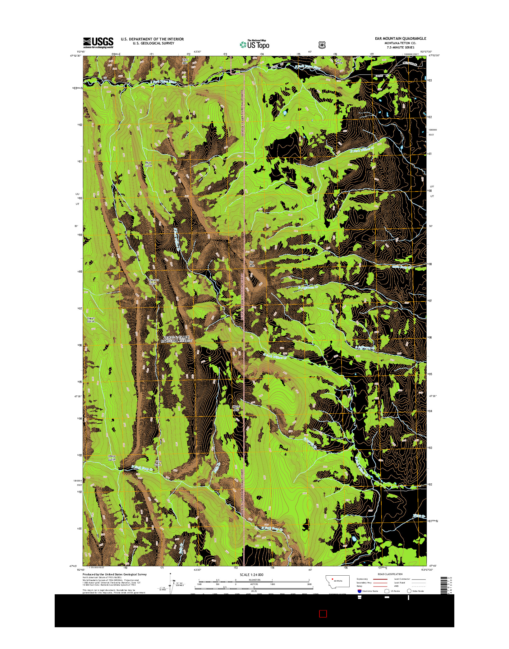 USGS US TOPO 7.5-MINUTE MAP FOR EAR MOUNTAIN, MT 2014