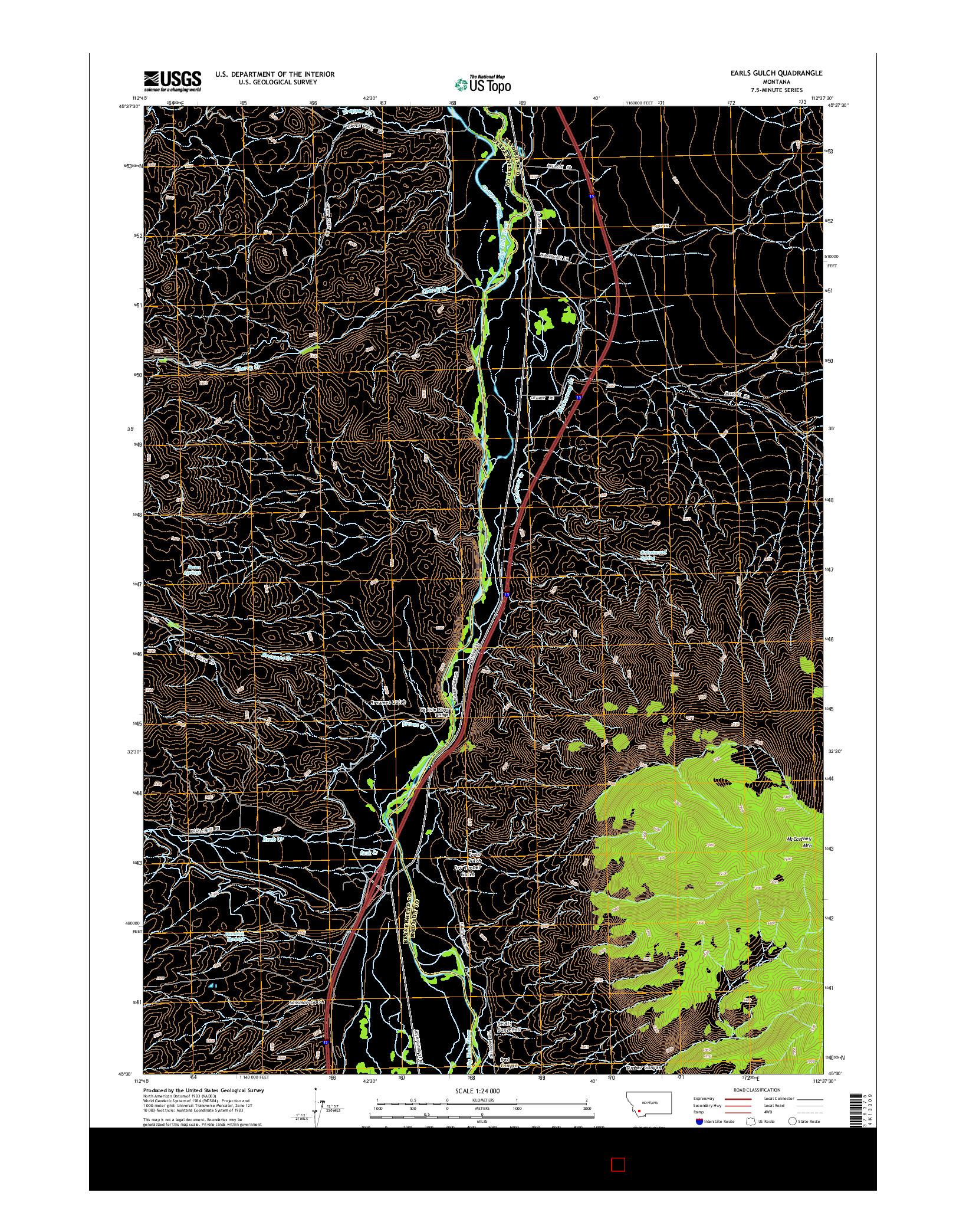 USGS US TOPO 7.5-MINUTE MAP FOR EARLS GULCH, MT 2014
