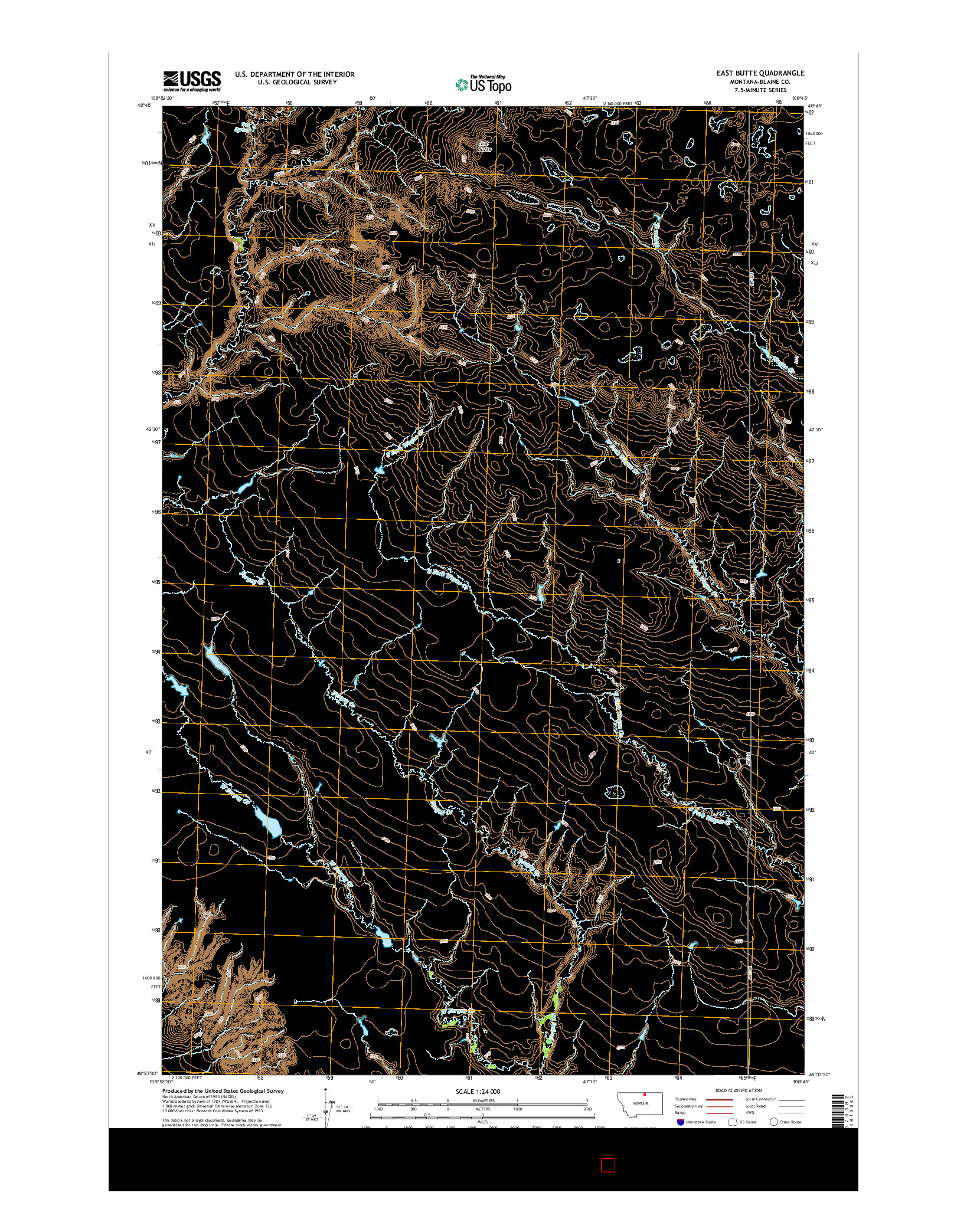 USGS US TOPO 7.5-MINUTE MAP FOR EAST BUTTE, MT 2014