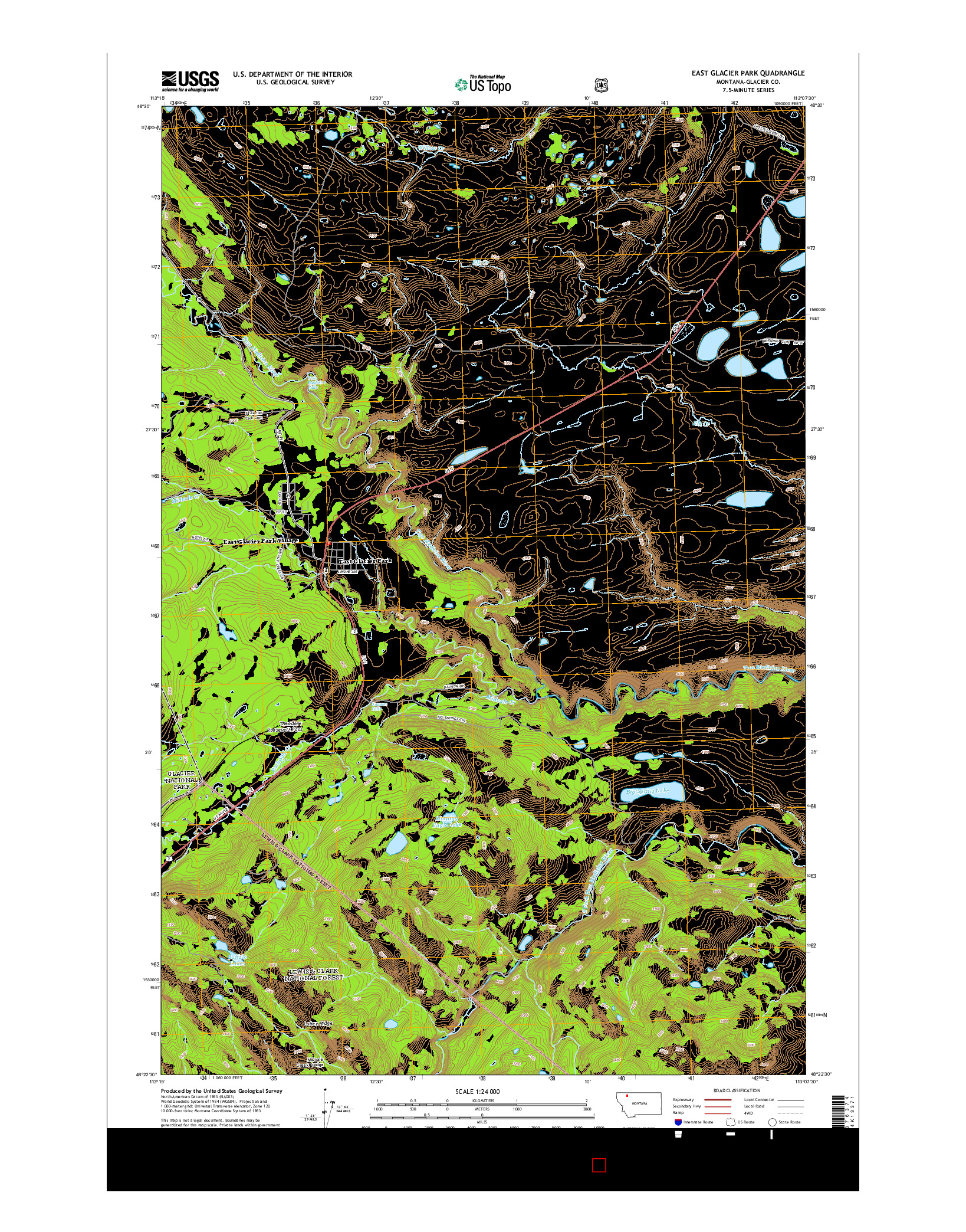 USGS US TOPO 7.5-MINUTE MAP FOR EAST GLACIER PARK, MT 2014