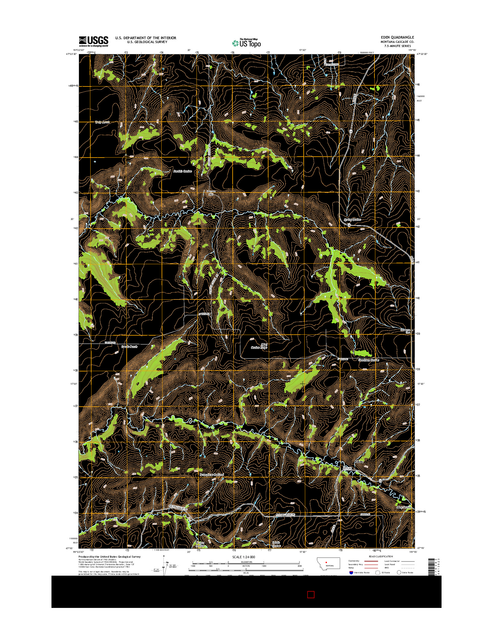 USGS US TOPO 7.5-MINUTE MAP FOR EDEN, MT 2014