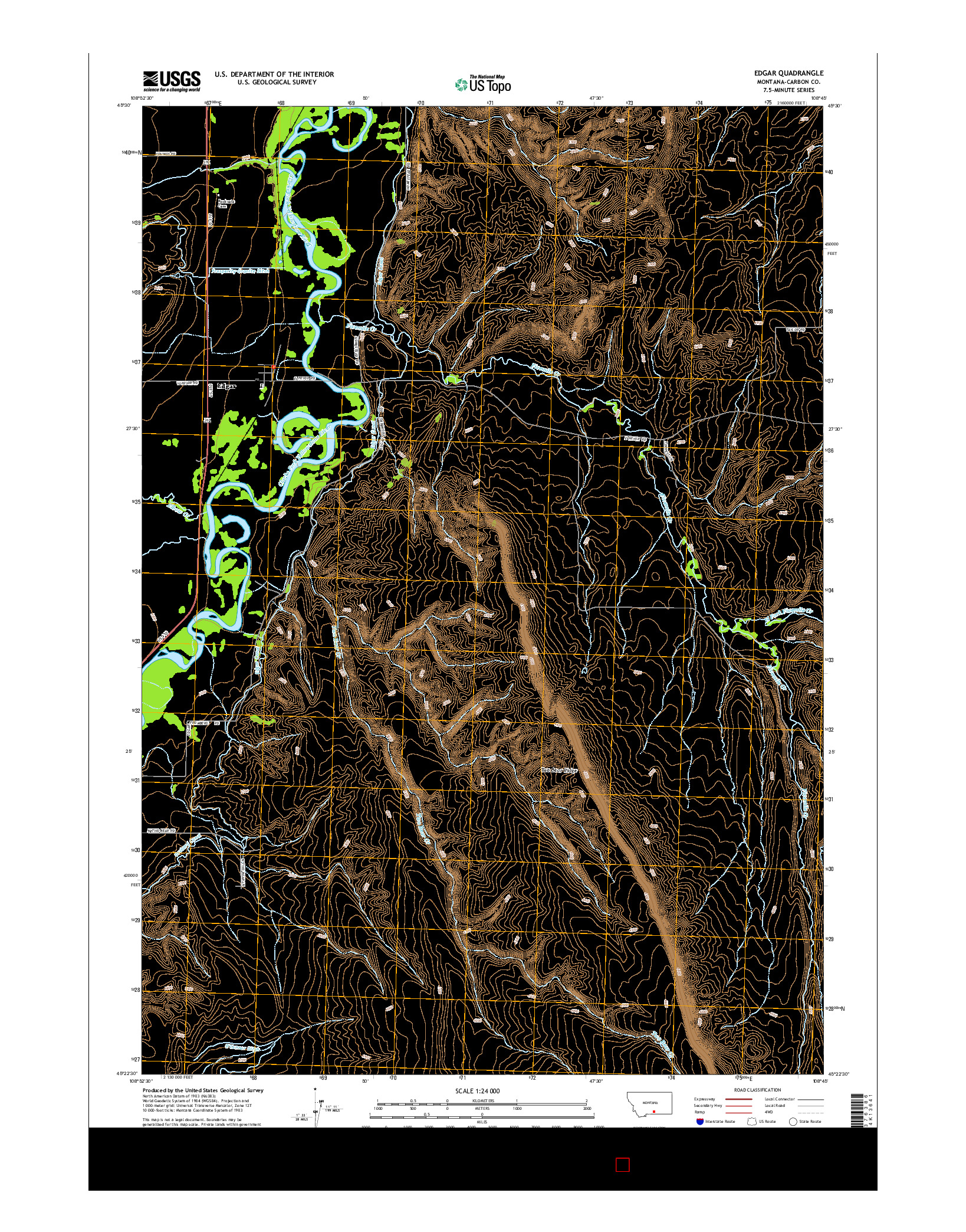 USGS US TOPO 7.5-MINUTE MAP FOR EDGAR, MT 2014