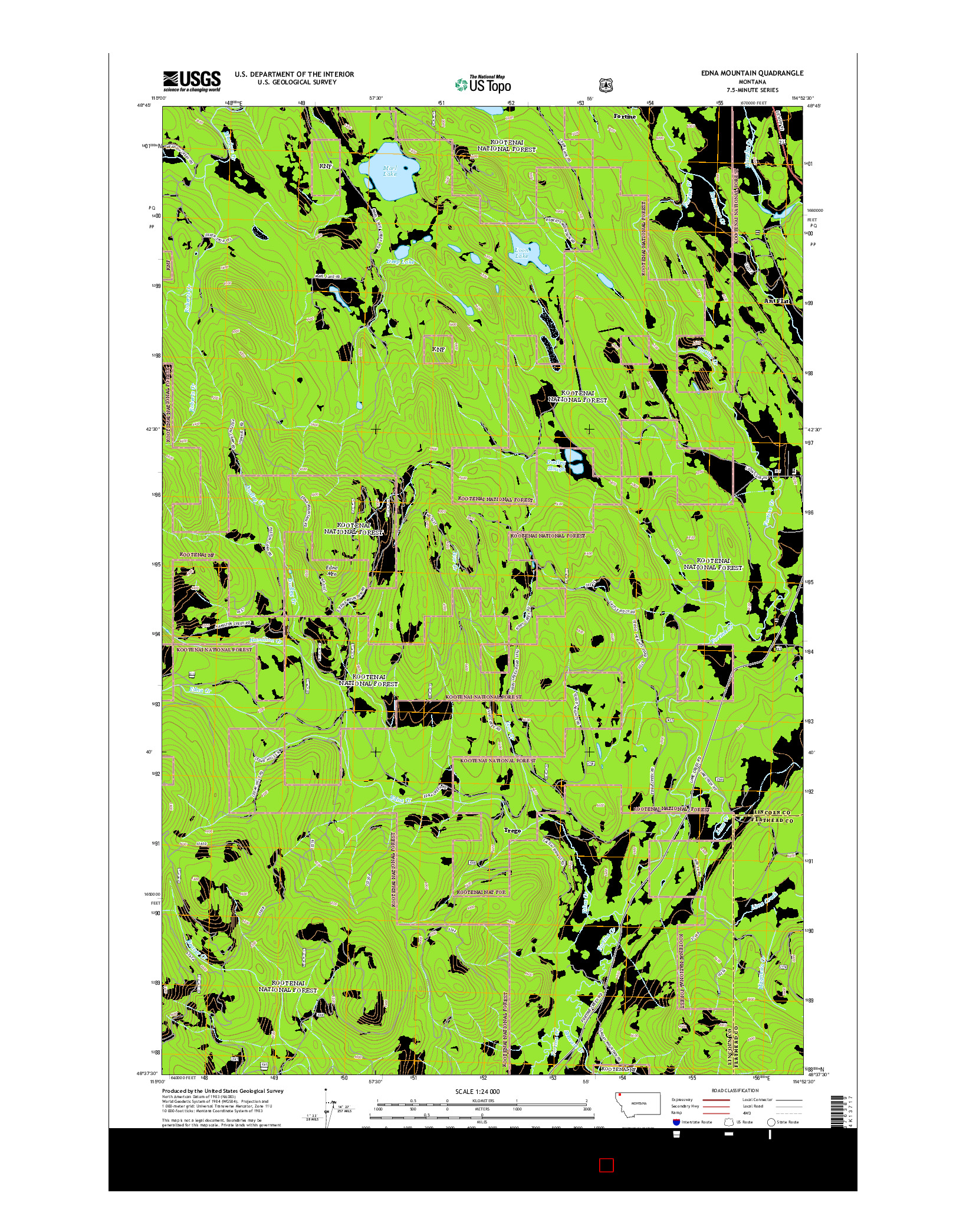 USGS US TOPO 7.5-MINUTE MAP FOR EDNA MOUNTAIN, MT 2014